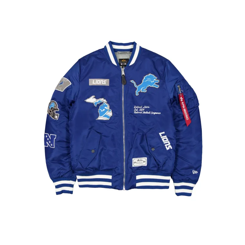 Alpha Industries x Detroit Lions Blue MA-1 Bomber Jacket sold by New Era