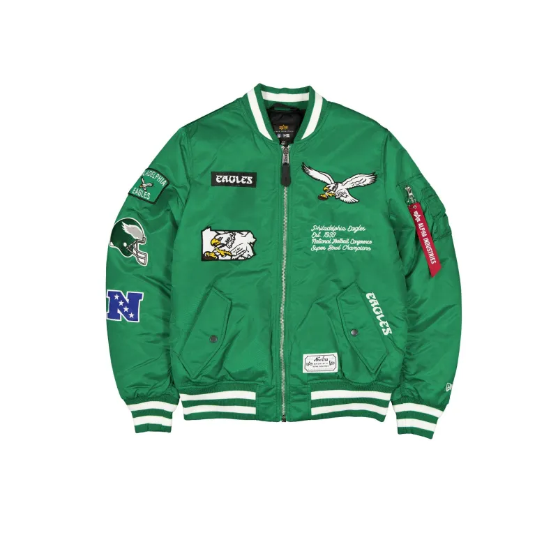 Alpha Industries x Philadelphia Eagles Historic Green MA-1 Bomber Jacket sold by New Era