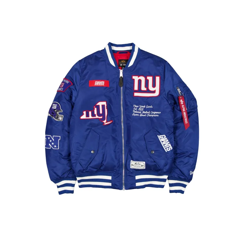 Alpha Industries x New York Giants Blue MA-1 Bomber Jacket sold by New Era