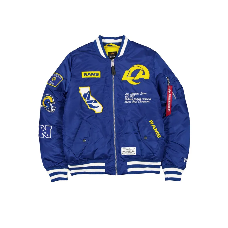 Alpha Industries x Los Angeles Rams Blue MA-1 Bomber Jacket sold by New Era