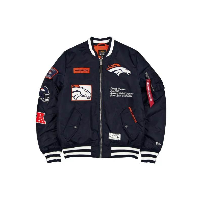 Alpha Industries x Denver Broncos Navy MA-1 Bomber Jacket sold by New Era