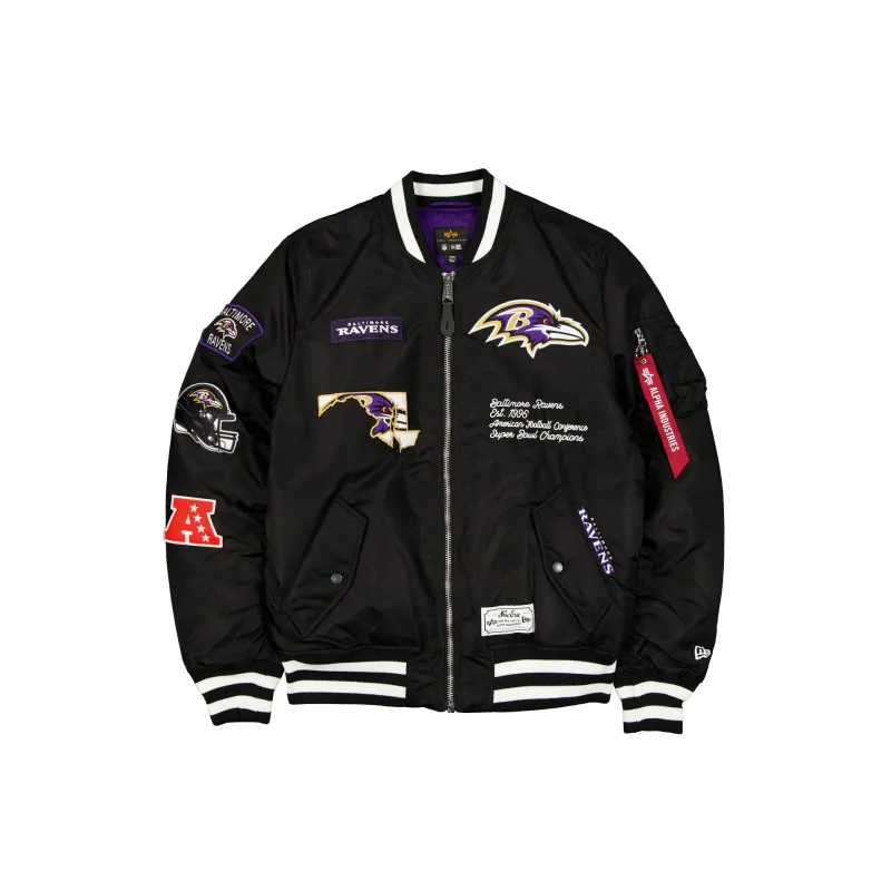 Alpha Industries x Baltimore Ravens Black MA-1 Bomber Jacket sold by New Era