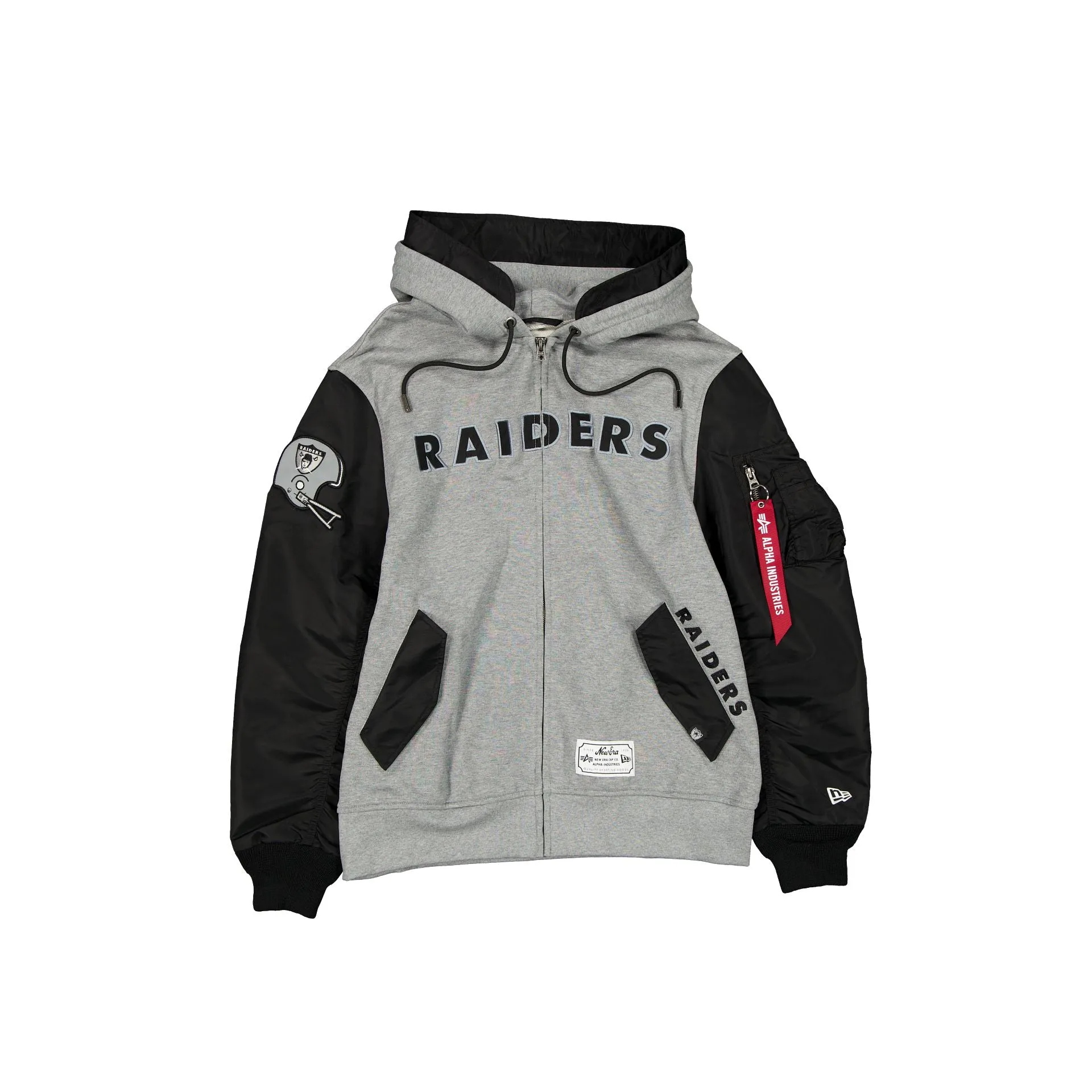 Alpha Industries x Las Vegas Raiders Historic Gray MA-1 Full Zip Fleece Jacket sold by New Era