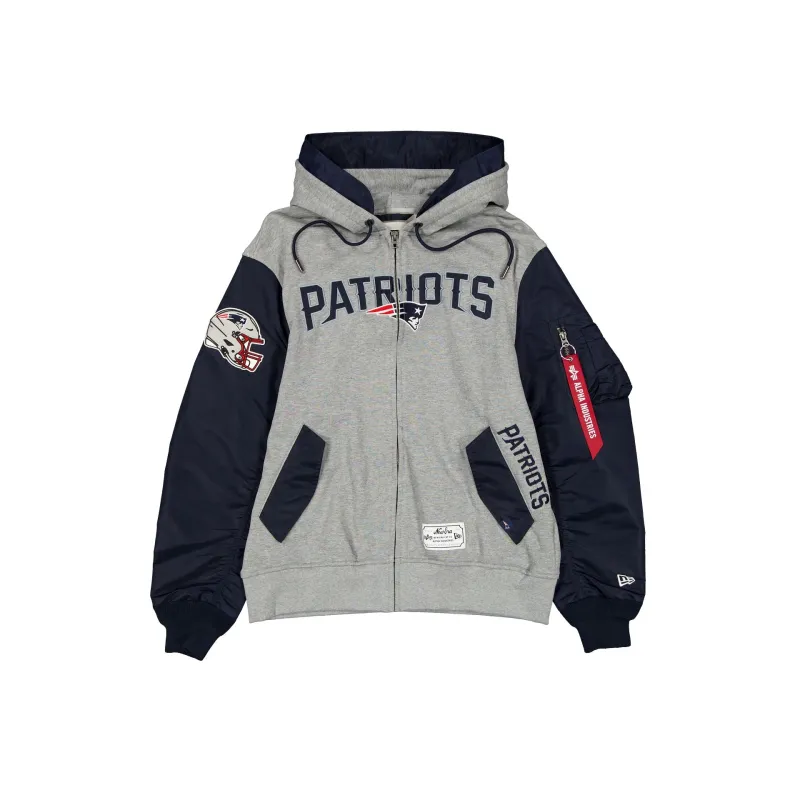 Alpha Industries x New England Patriots Gray MA-1 Full Zip Fleece Jacket sold by New Era