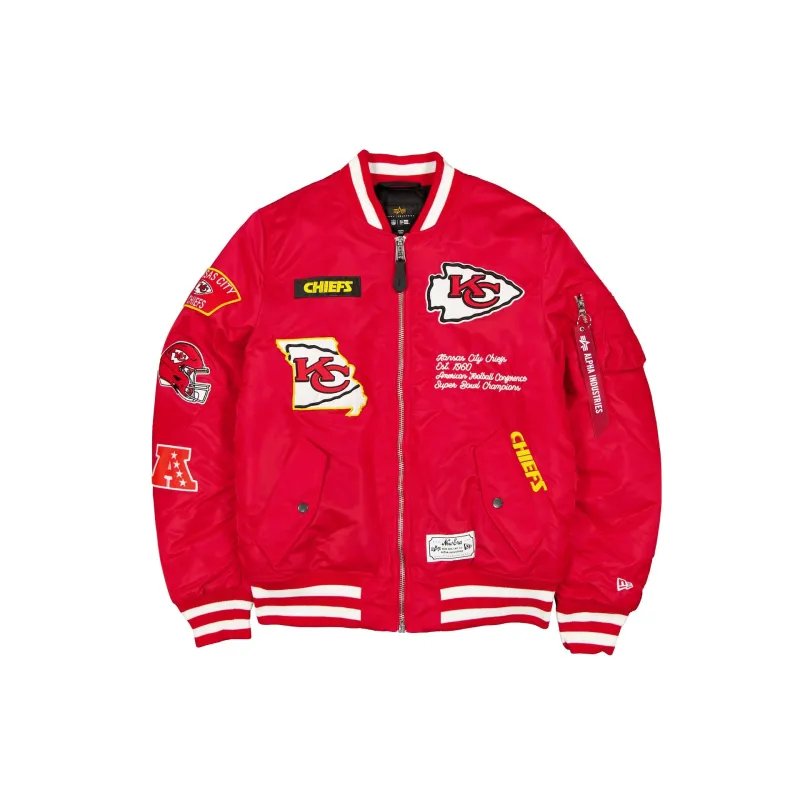 Alpha Industries x Kansas City Chiefs Red MA-1 Bomber Jacket sold by New Era