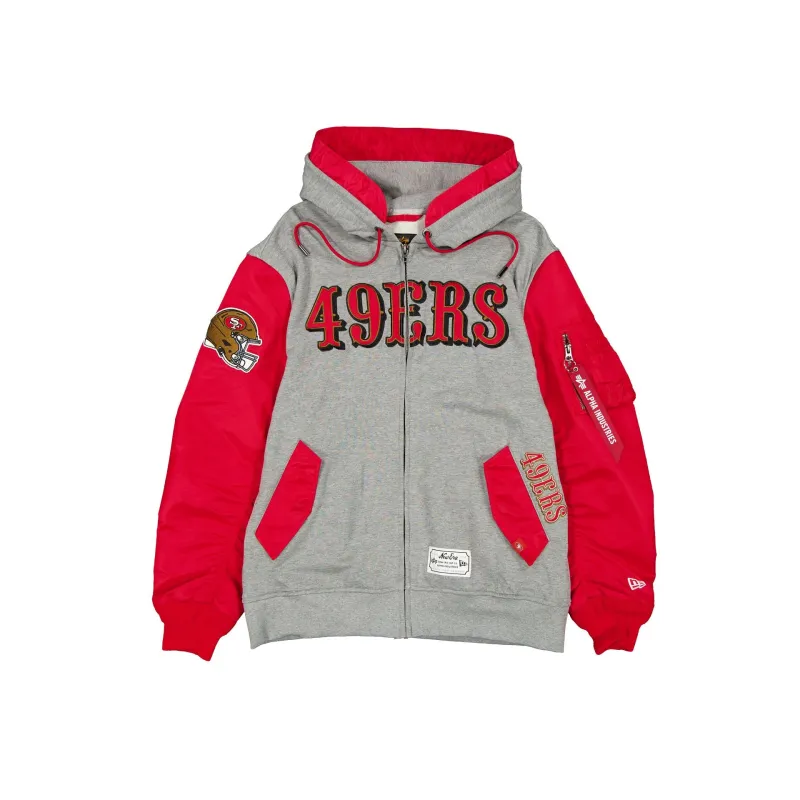 Alpha Industries x San Francisco 49ers Gray MA-1 Full Zip Fleece Jacket sold by New Era