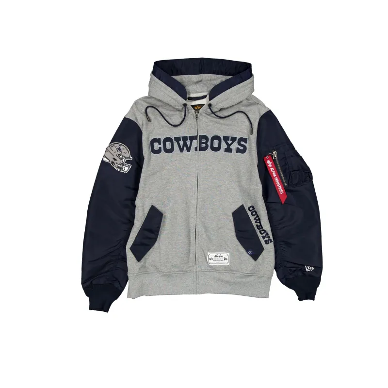 Alpha Industries x Dallas Cowboys Gray MA-1 Full Zip Fleece Jacket sold by New Era