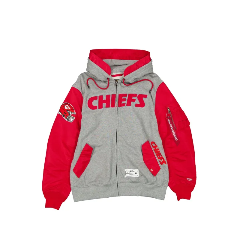 Alpha Industries x Kansas City Chiefs Gray MA-1 Full Zip Fleece Jacket sold by New Era