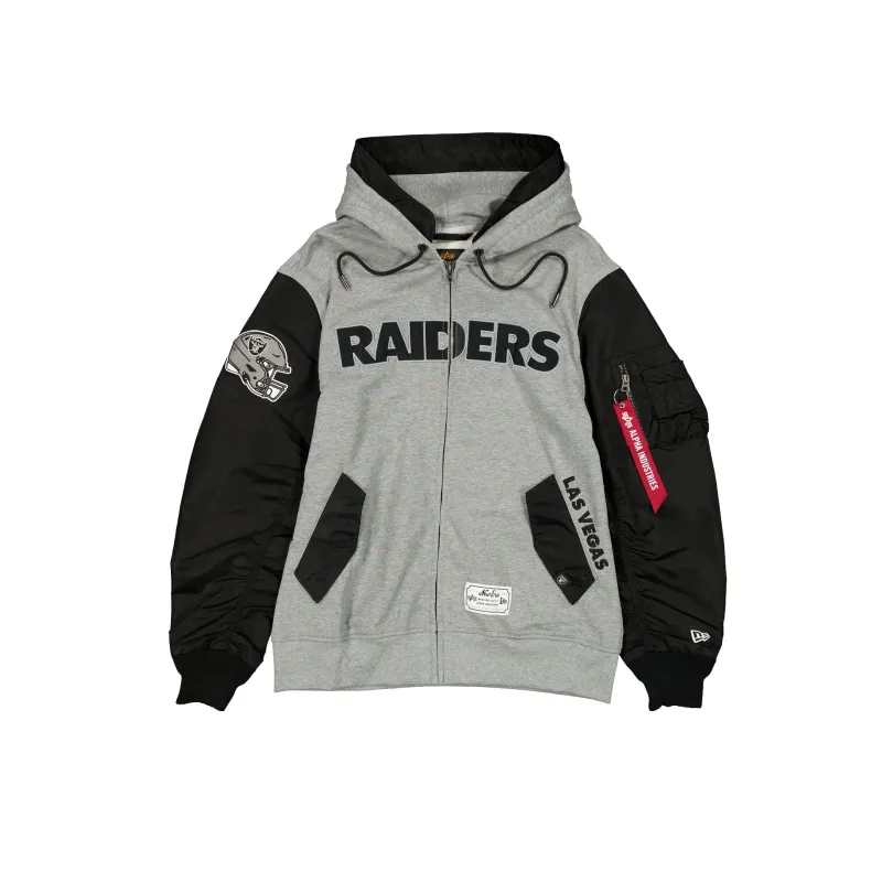 Alpha Industries x Las Vegas Raiders Gray MA-1 Full Zip Fleece Jacket sold by New Era