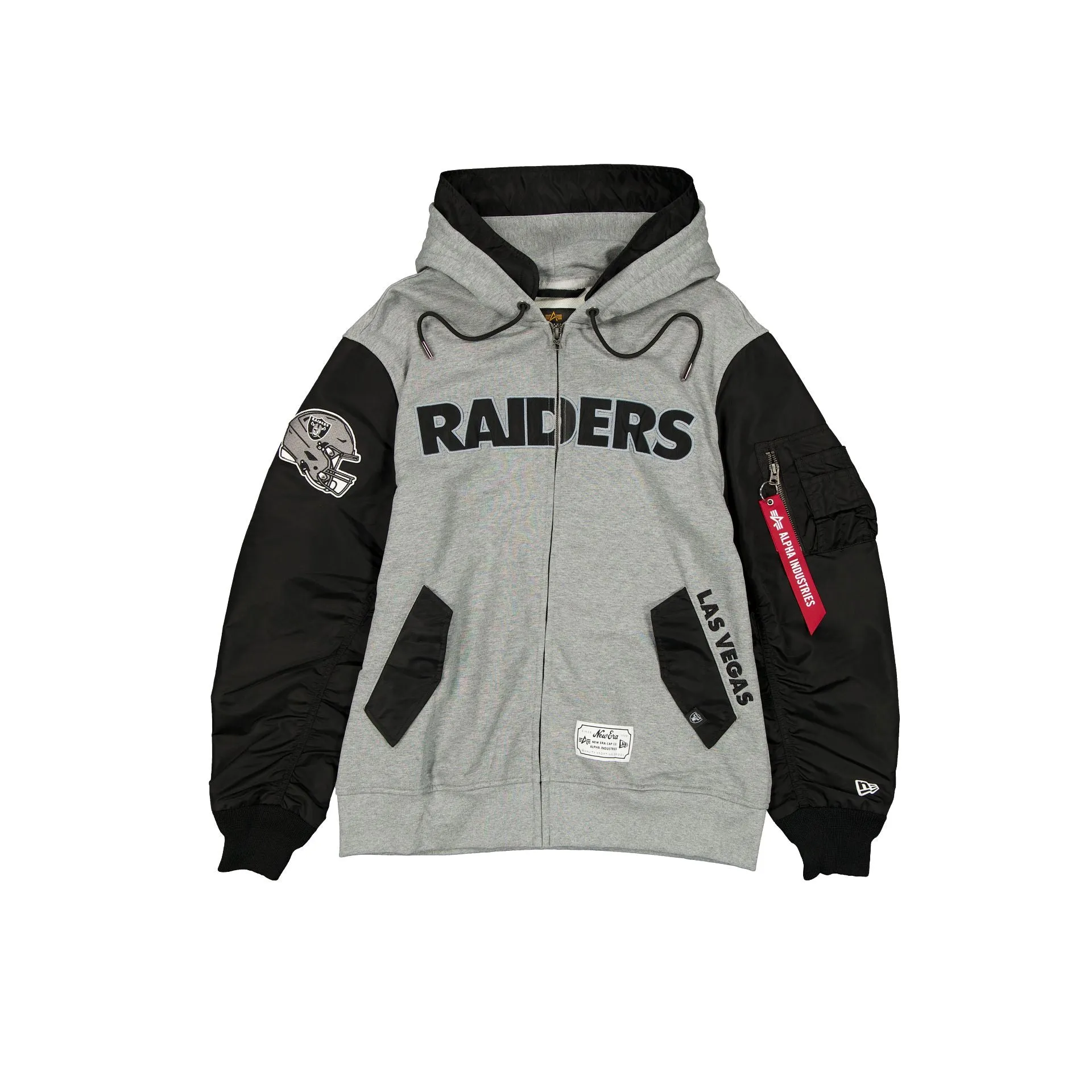 Alpha Industries x Las Vegas Raiders Gray MA-1 Full Zip Fleece Jacket sold by New Era