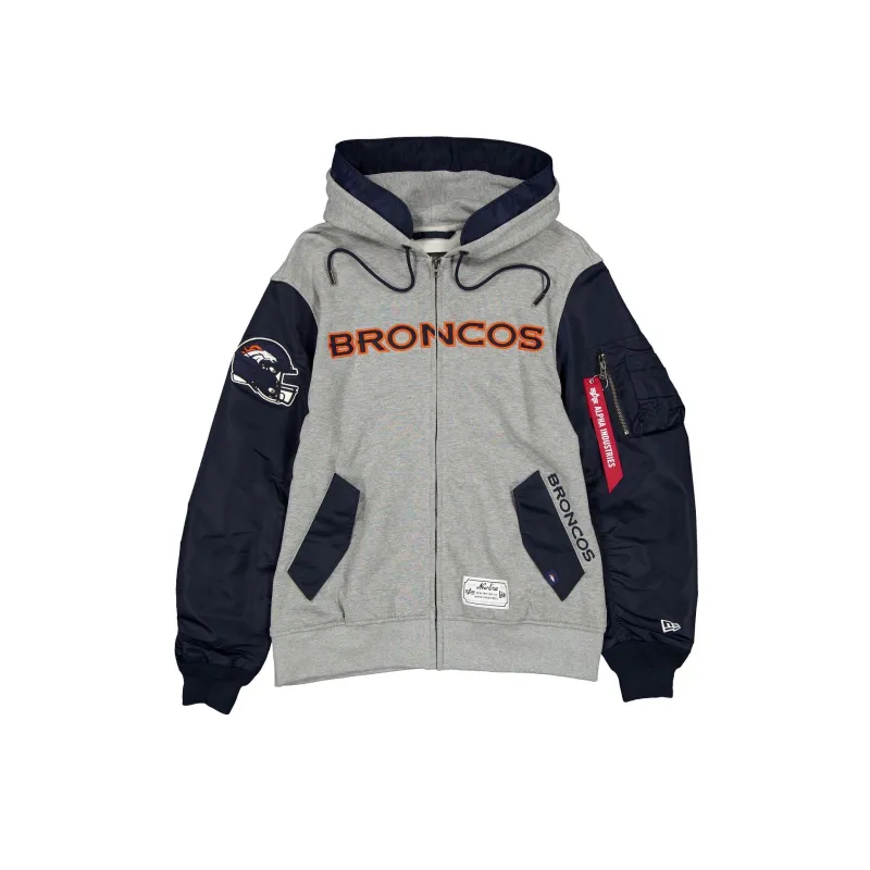 Alpha Industries x Denver Broncos Gray MA-1 Full Zip Fleece Jacket sold by New Era