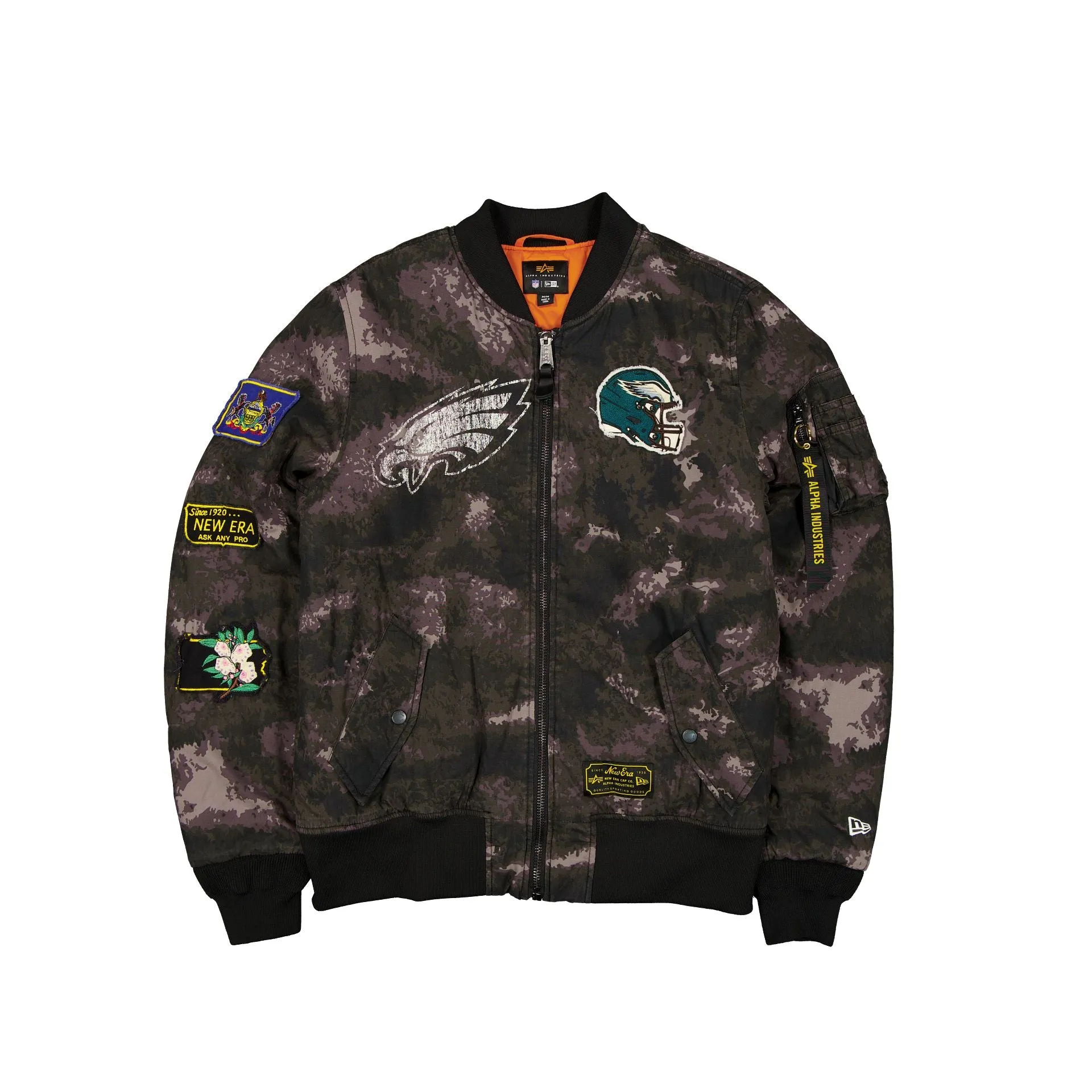 Alpha Industries x Philadelphia Eagles Black Camo MA-1 Bomber Jacket sold by New Era