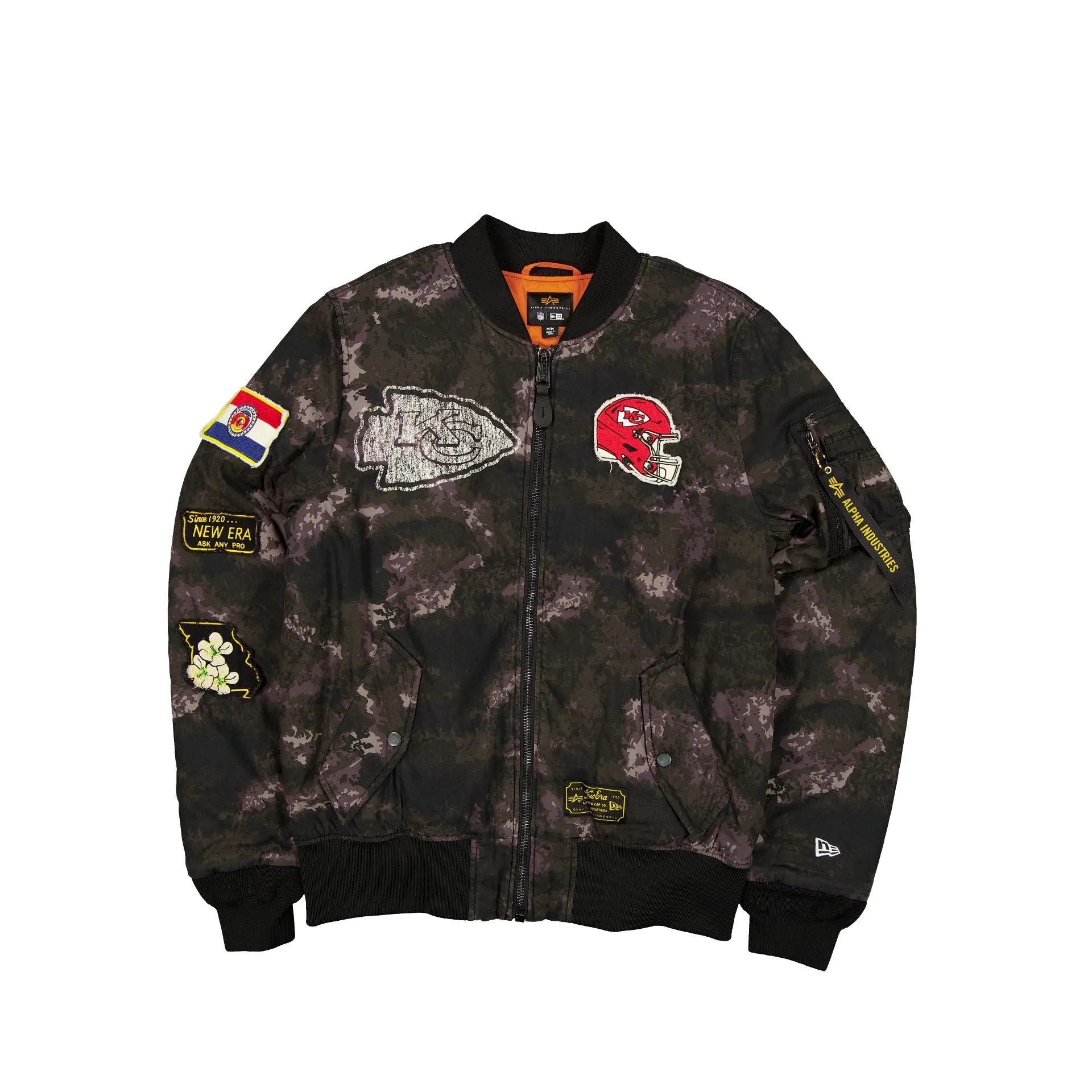 Alpha Industries x Kansas City Chiefs Black Camo MA-1 Bomber Jacket sold by New Era