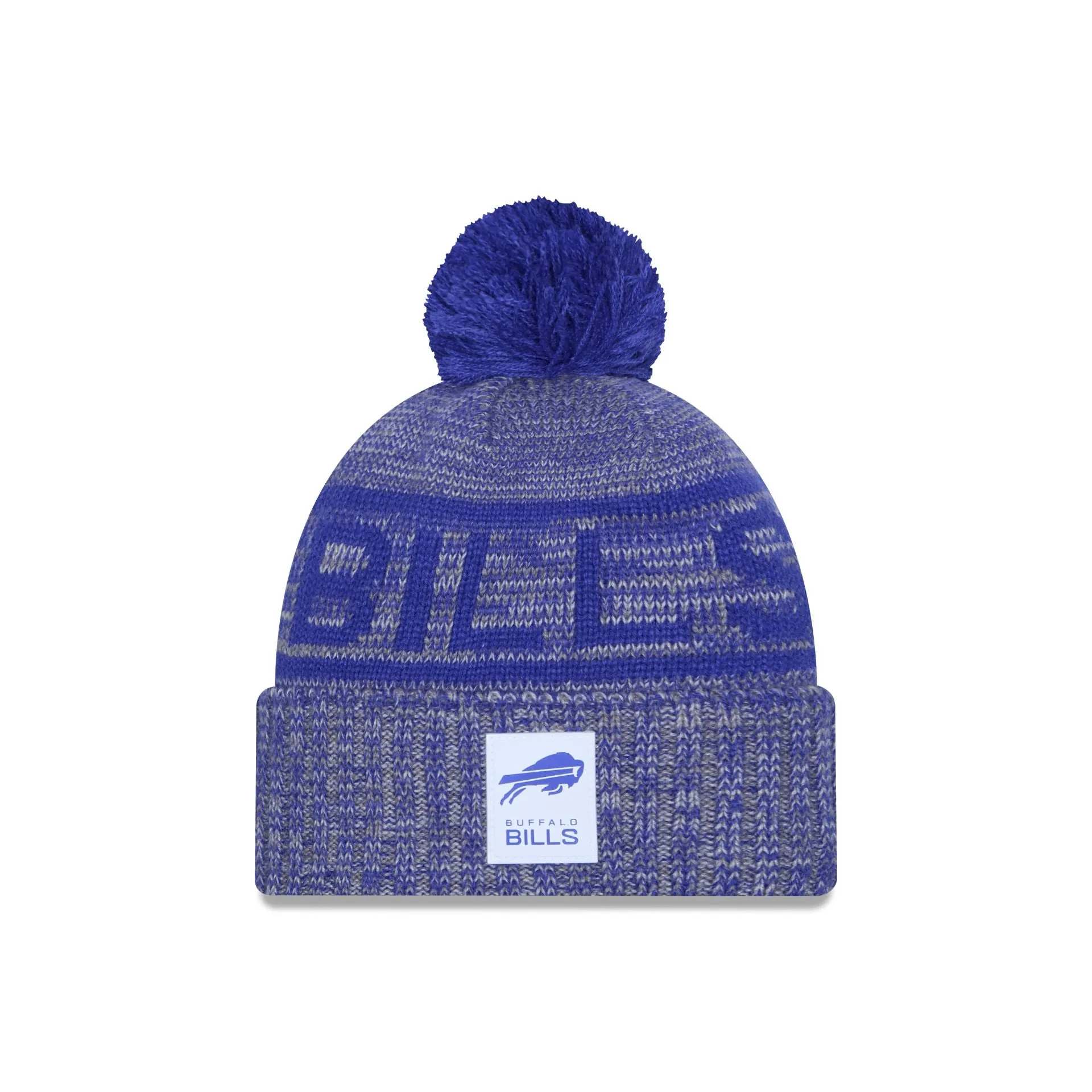 Buffalo Bills 2025 Sideline Cold Weather Gray Pom Knit Hat sold by New Era