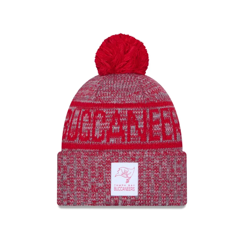 Tampa Bay Buccaneers 2025 Sideline Cold Weather Gray Pom Knit Hat sold by New Era