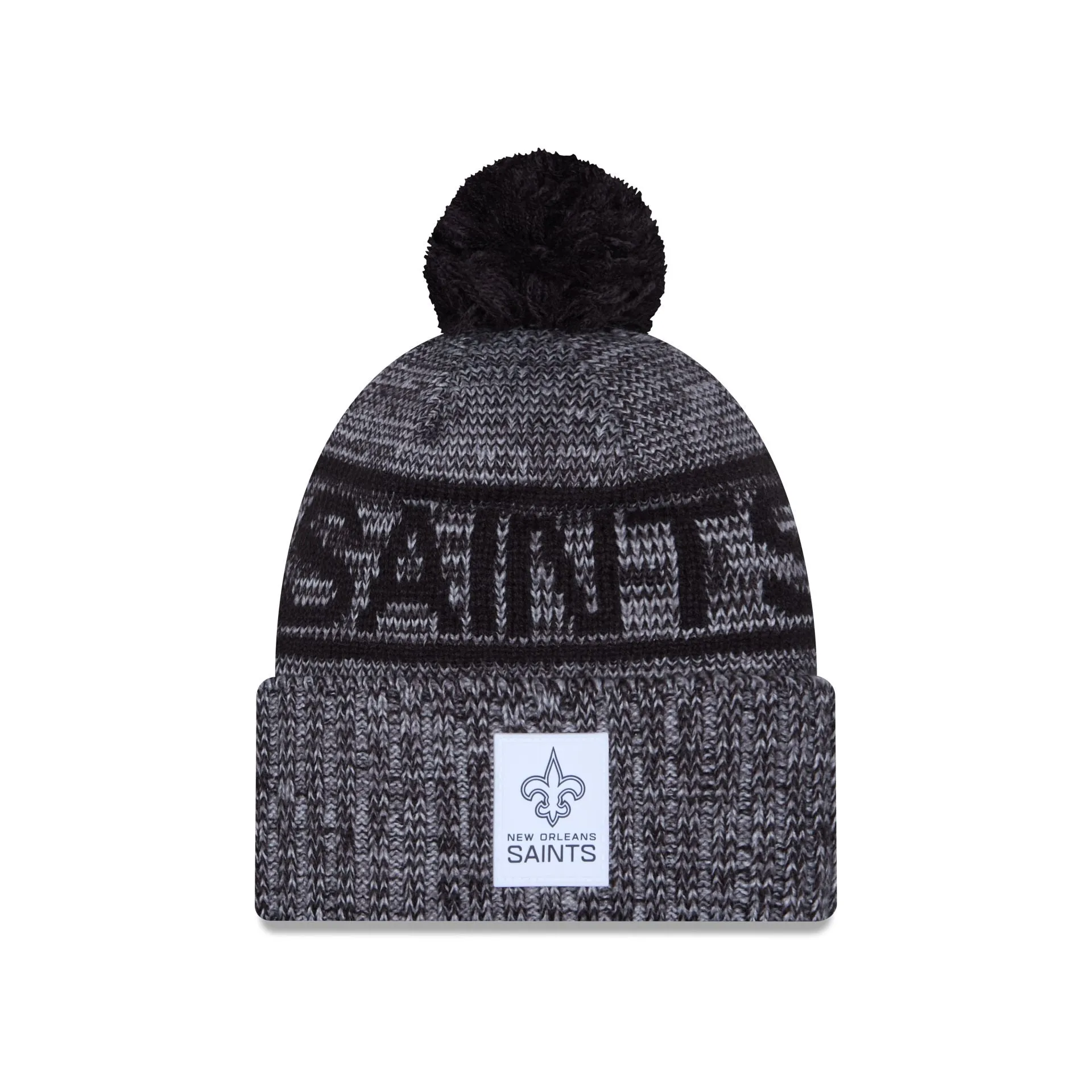 New Orleans Saints 2025 Sideline Cold Weather Gray Pom Knit Hat sold by New Era