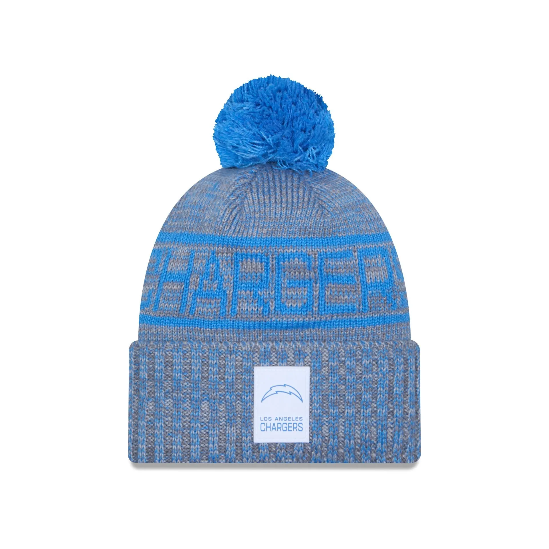Los Angeles Chargers 2025 Sideline Cold Weather Gray Pom Knit Hat sold by New Era