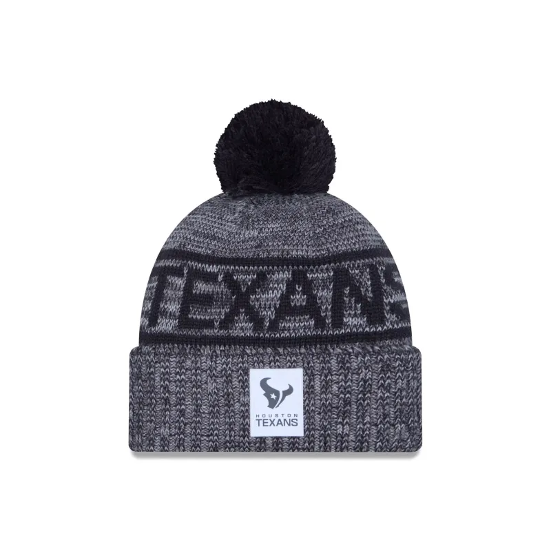 Houston Texans 2025 Sideline Cold Weather Gray Pom Knit Hat sold by New Era