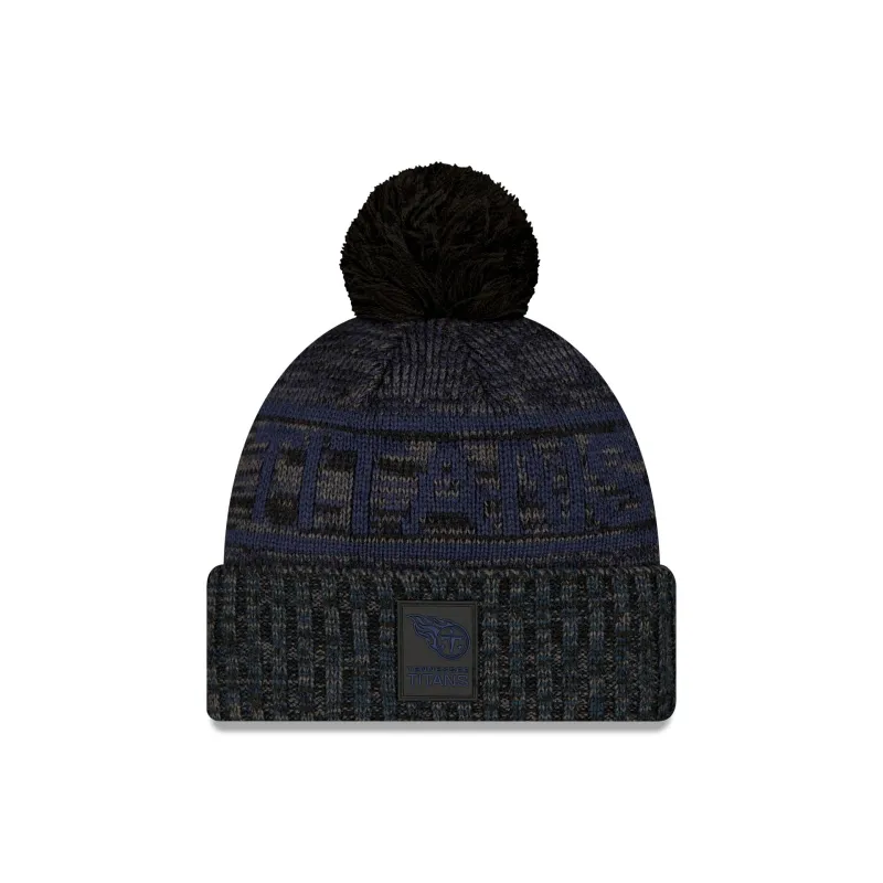 Tennessee Titans 2025 Sideline Cold Weather Black Pom Knit Hat sold by New Era