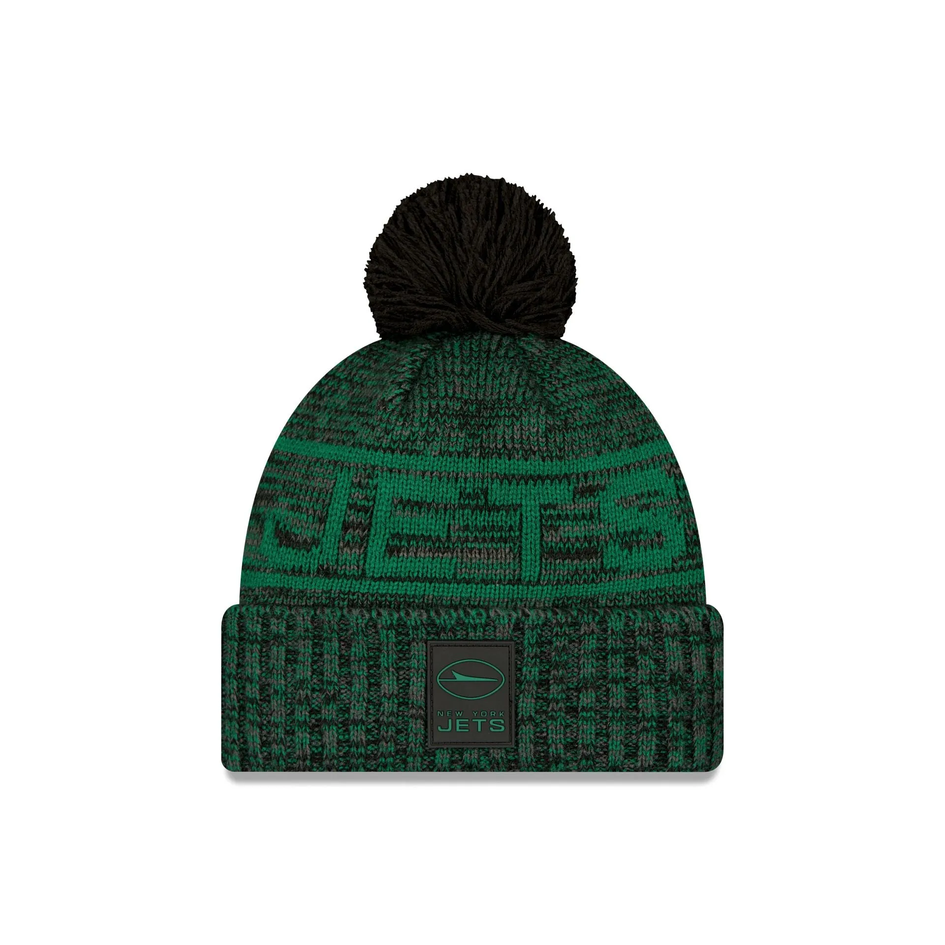 New York Jets 2025 Sideline Cold Weather Black Pom Knit Hat sold by New Era