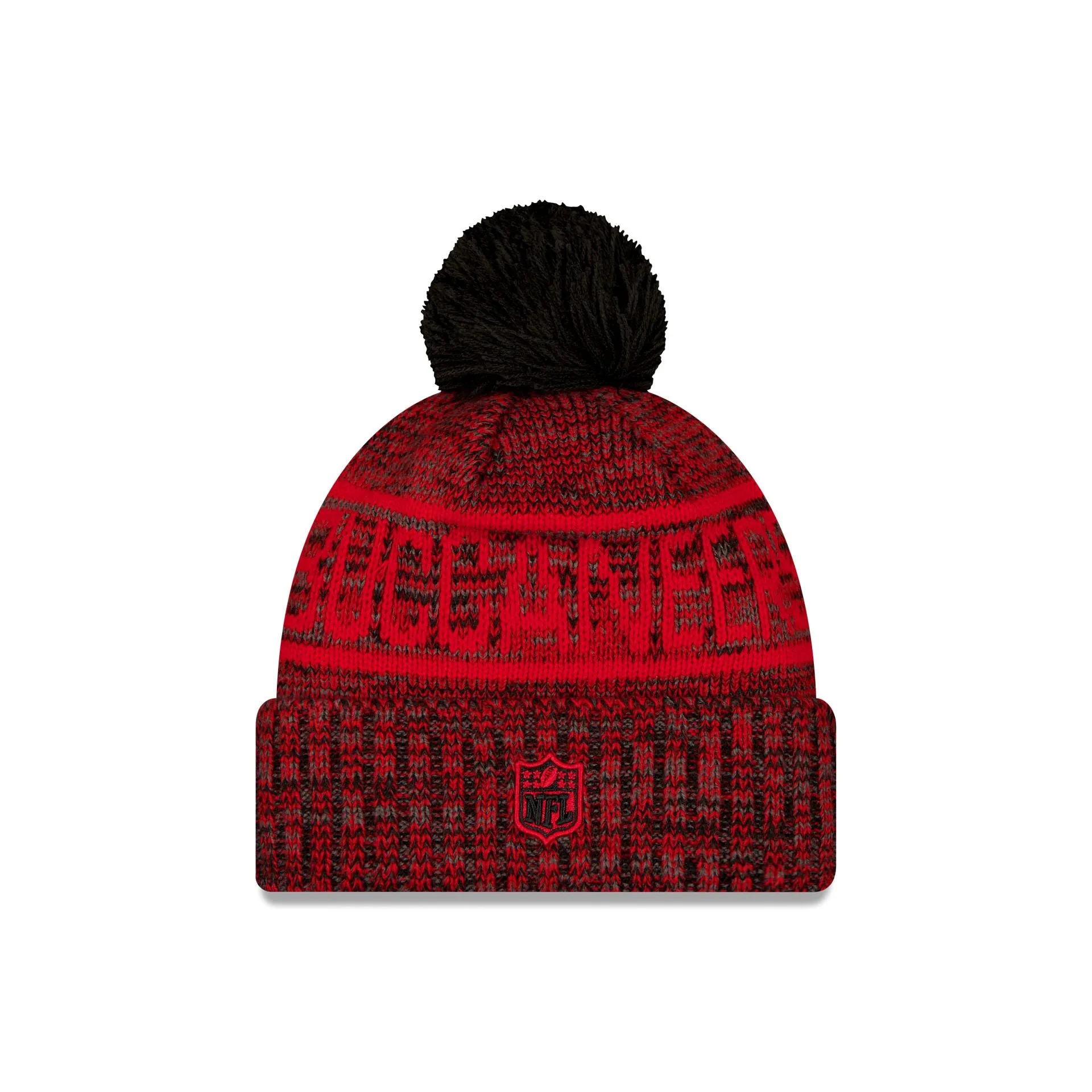 Tampa Bay Buccaneers 2025 Sideline Cold Weather Black Pom Knit Hat sold by New Era product image thumbnail 2