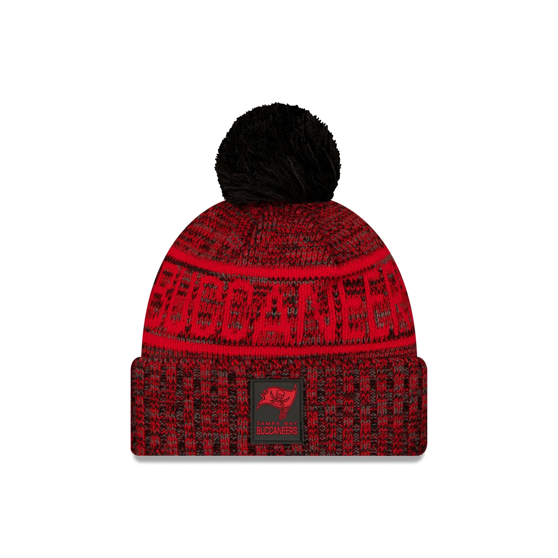 Tampa Bay Buccaneers 2025 Sideline Cold Weather Black Pom Knit Hat sold by New Era