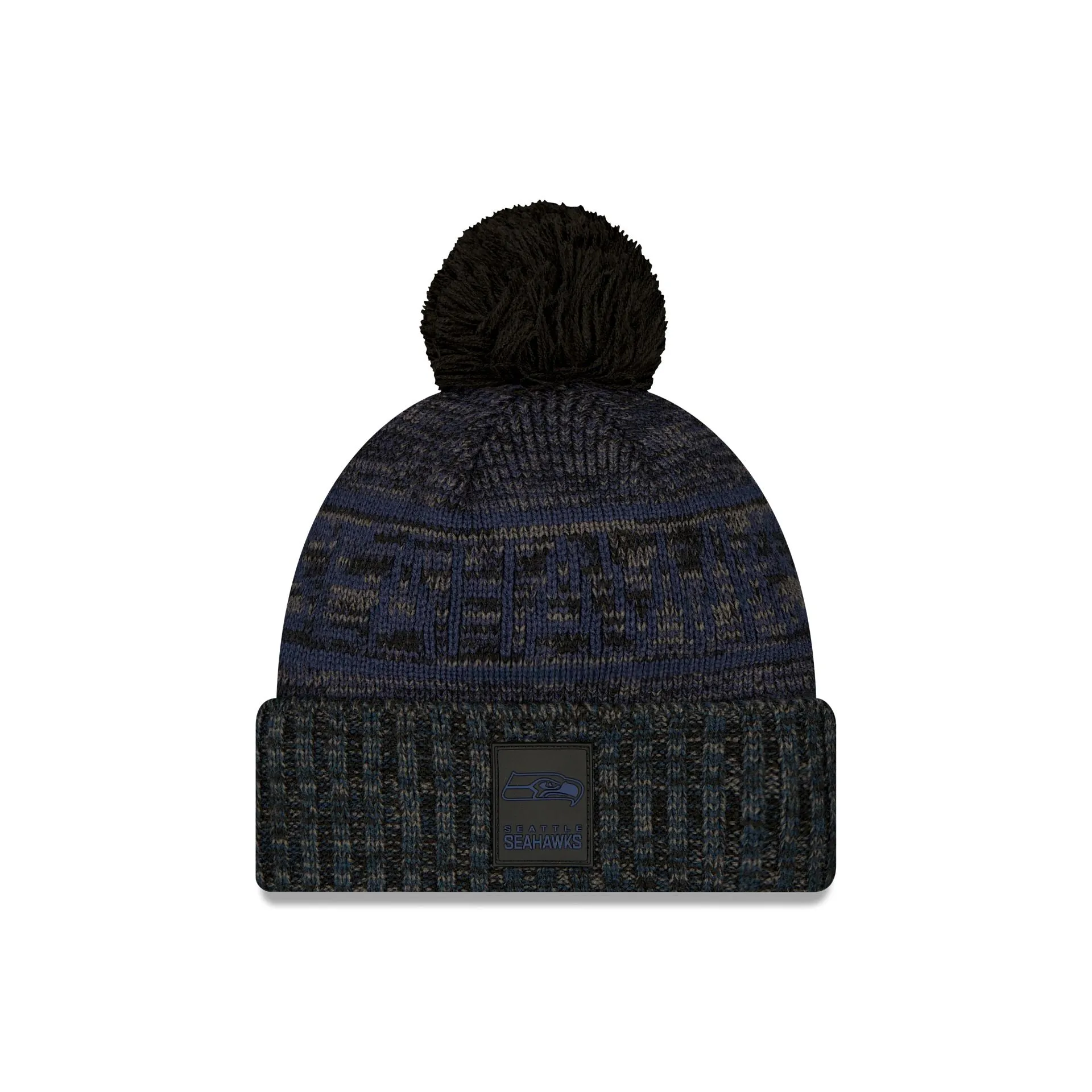 Seattle Seahawks 2025 Sideline Cold Weather Black Pom Knit Hat sold by New Era