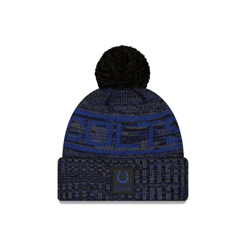 Indianapolis Colts 2025 Sideline Cold Weather Black Pom Knit Hat sold by New Era