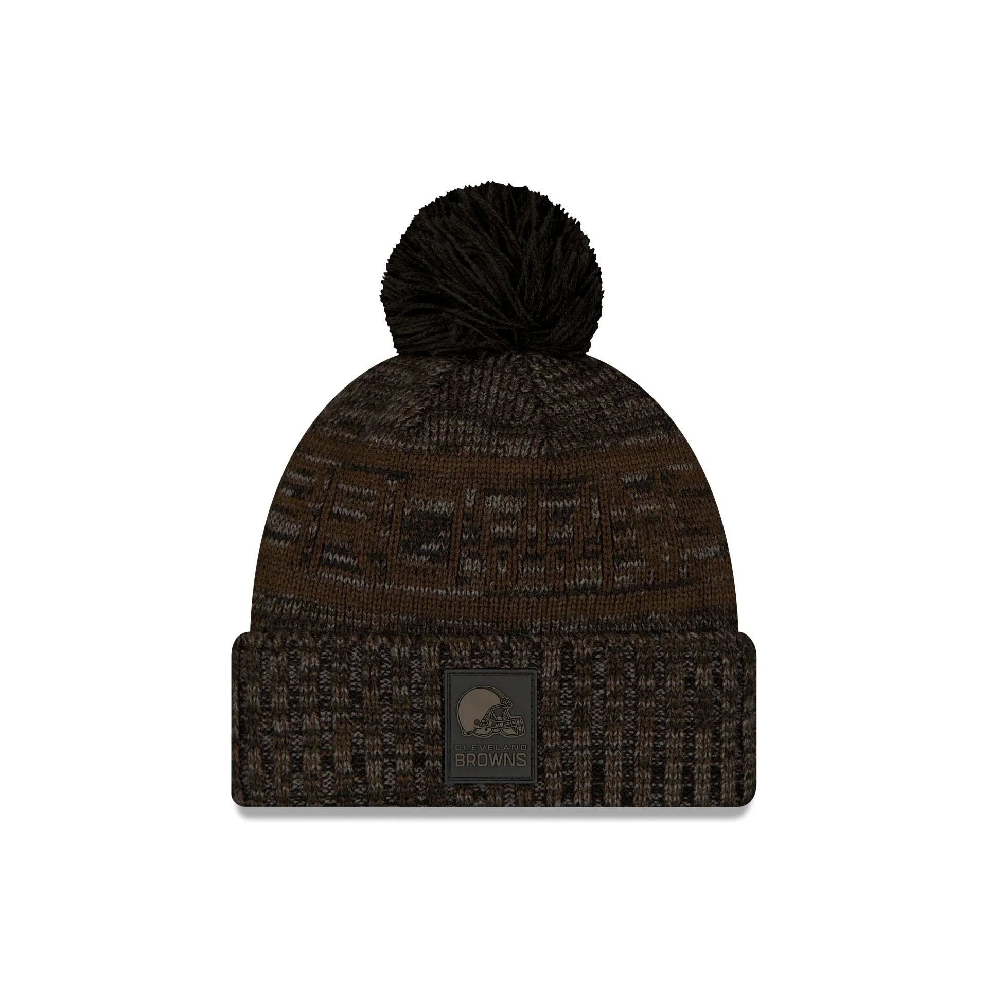 Cleveland Browns 2025 Sideline Cold Weather Black Pom Knit Hat sold by New Era