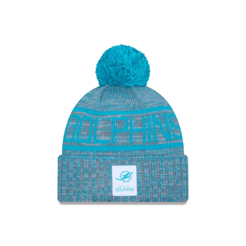 Miami Dolphins 2025 Sideline Cold Weather Gray Pom Knit Hat sold by New Era