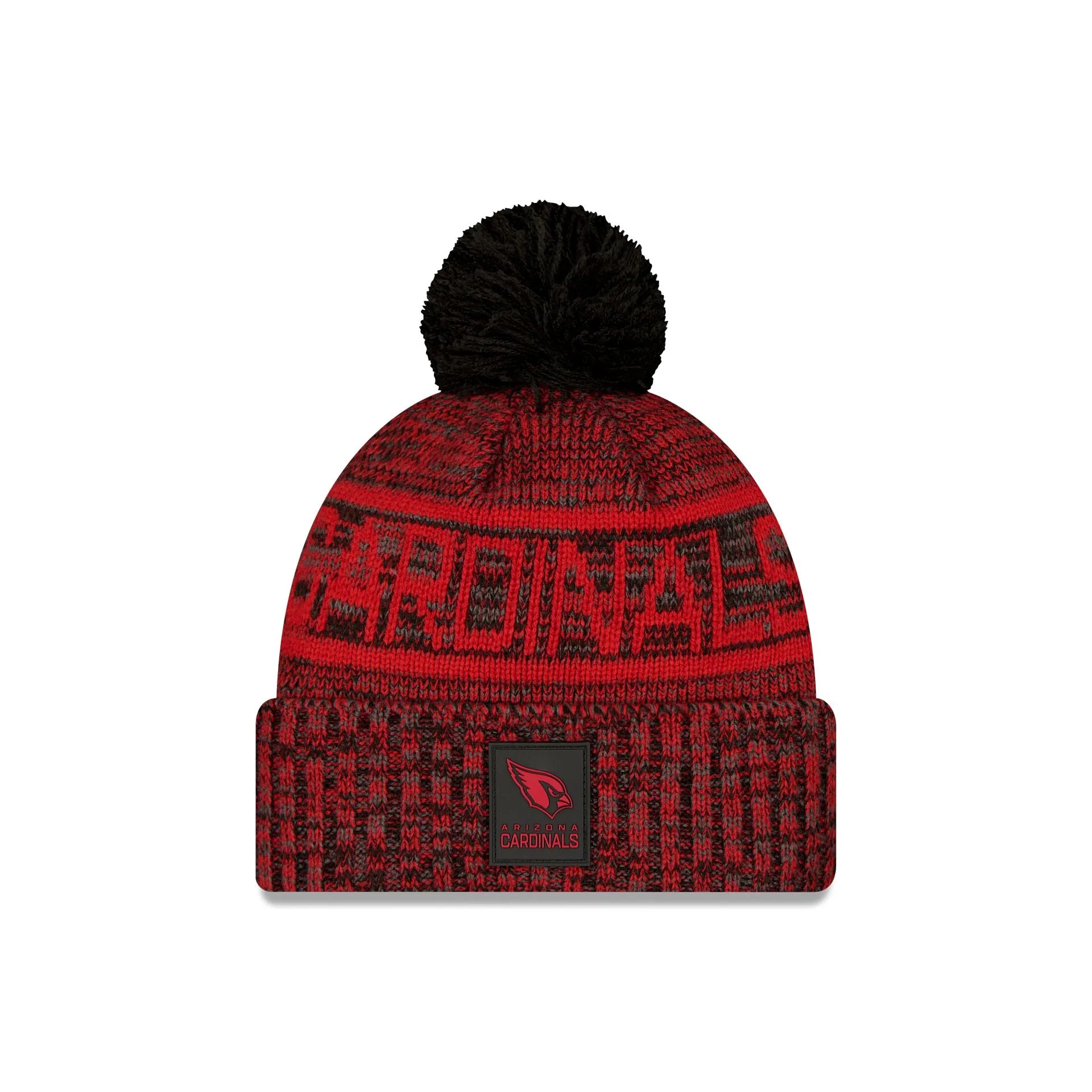 Arizona Cardinals 2025 Sideline Cold Weather Black Pom Knit Hat sold by New Era