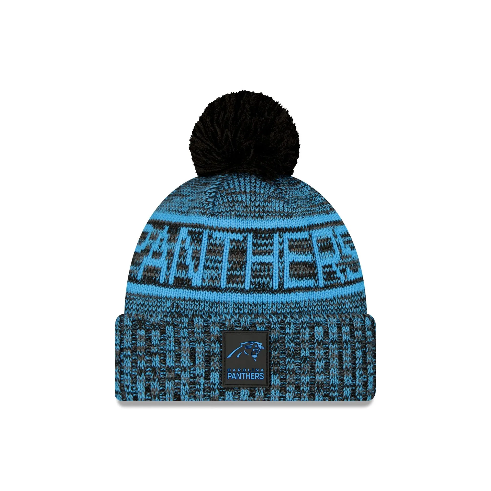 Carolina Panthers 2025 Sideline Cold Weather Black Pom Knit Hat sold by New Era