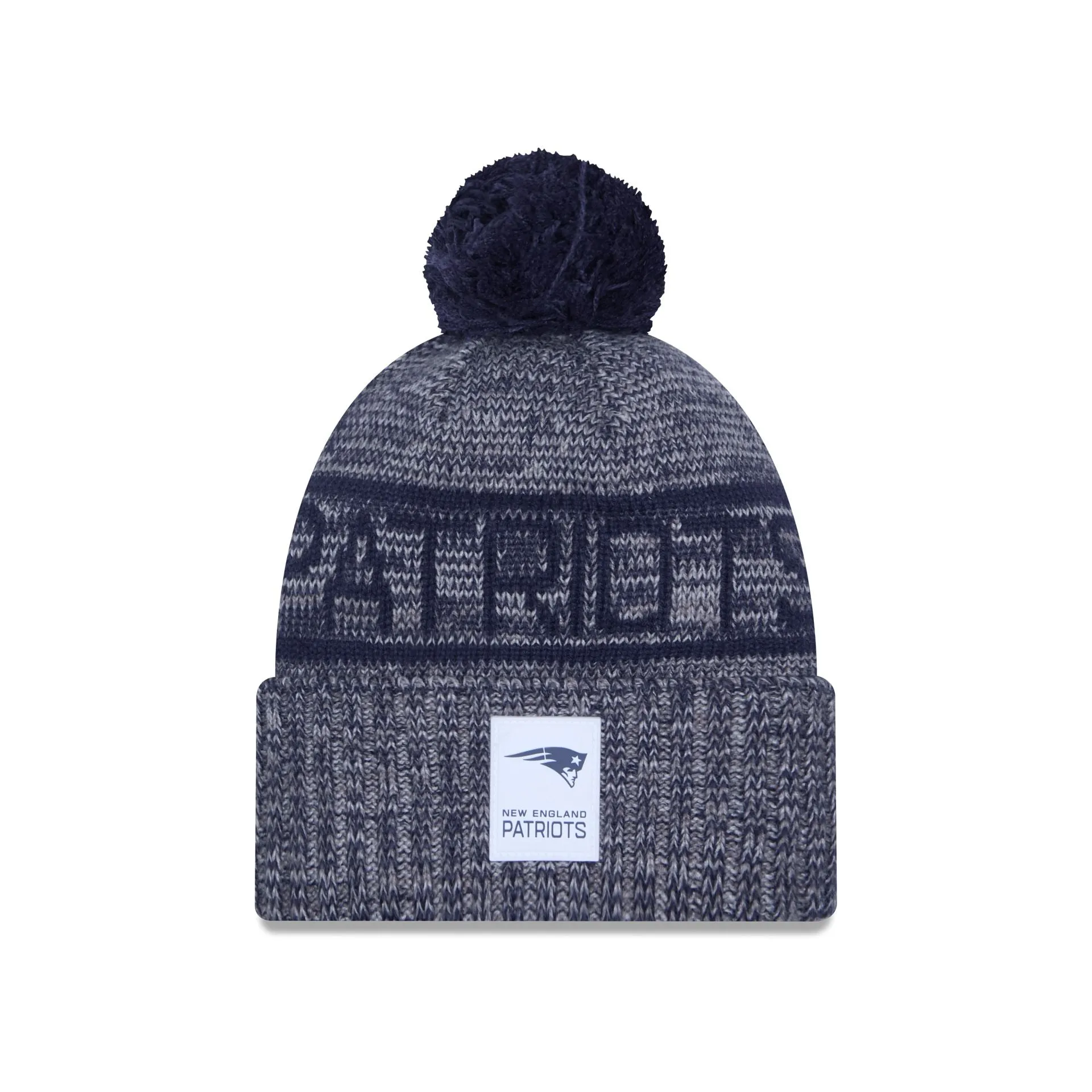 New England Patriots 2025 Sideline Cold Weather Gray Pom Knit Hat sold by New Era