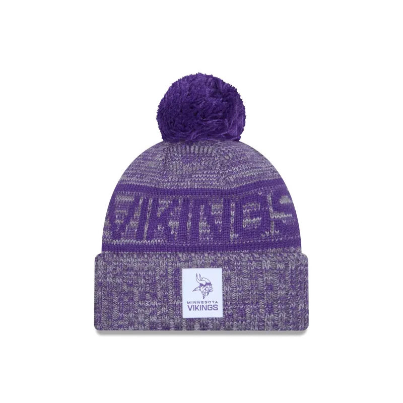 Minnesota Vikings 2025 Sideline Cold Weather Gray Pom Knit Hat sold by New Era