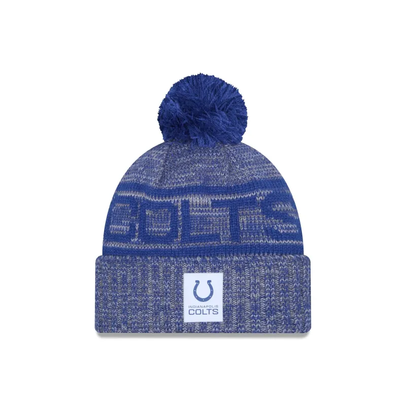 Indianapolis Colts 2025 Sideline Cold Weather Gray Pom Knit Hat sold by New Era
