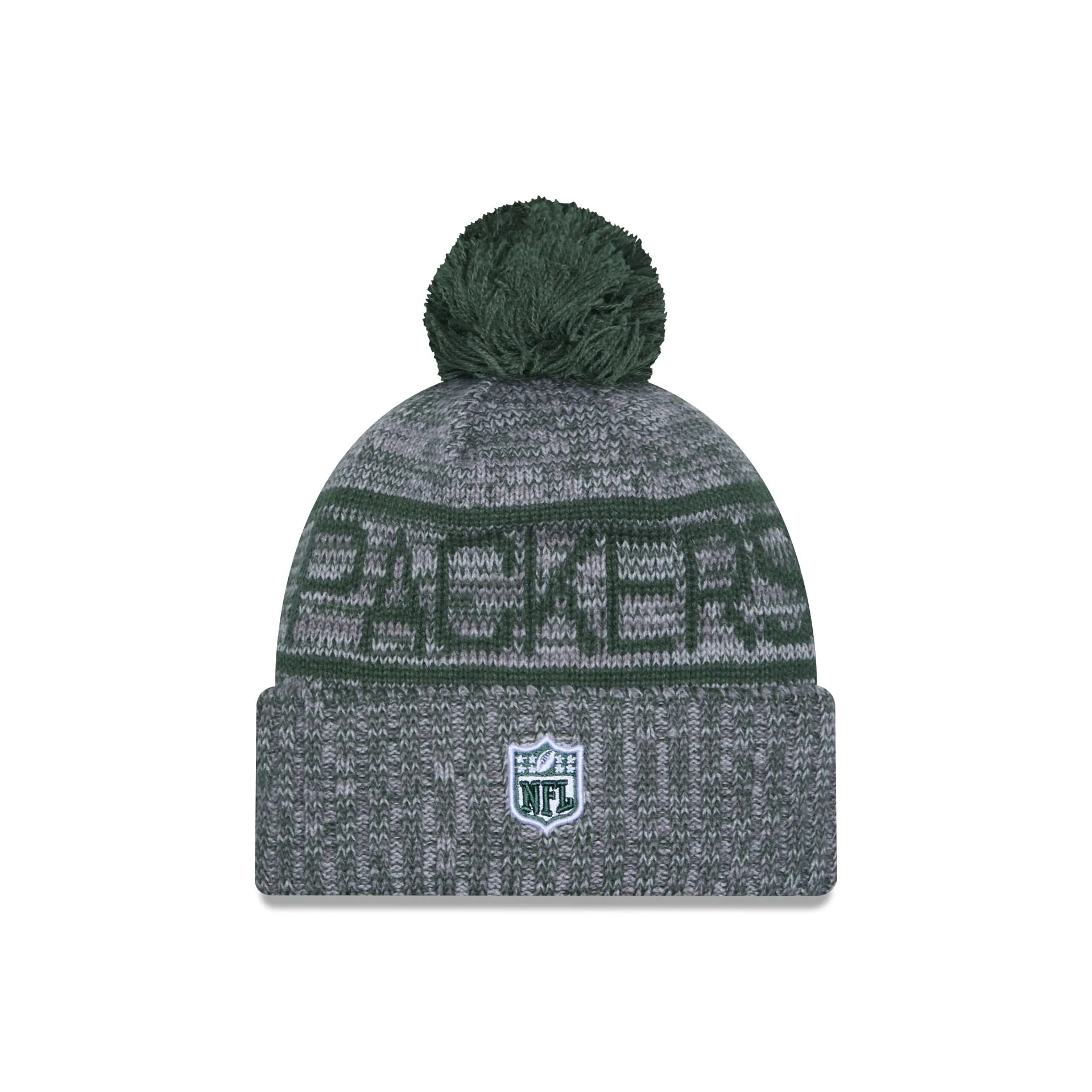 Green Bay Packers 2025 Sideline Cold Weather Gray Pom Knit Hat sold by New Era product image thumbnail 3