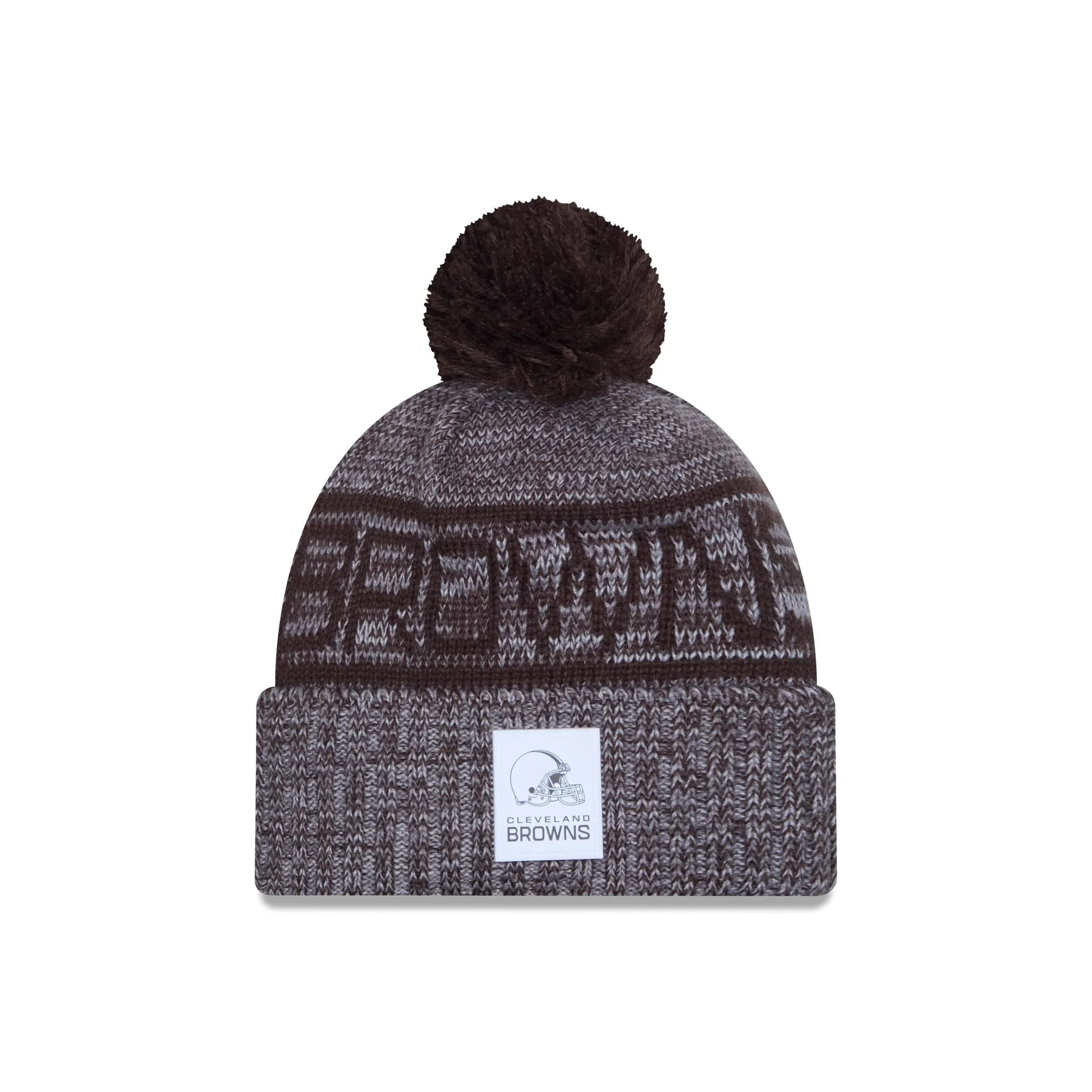Cleveland Browns 2025 Sideline Cold Weather Gray Pom Knit Hat sold by New Era