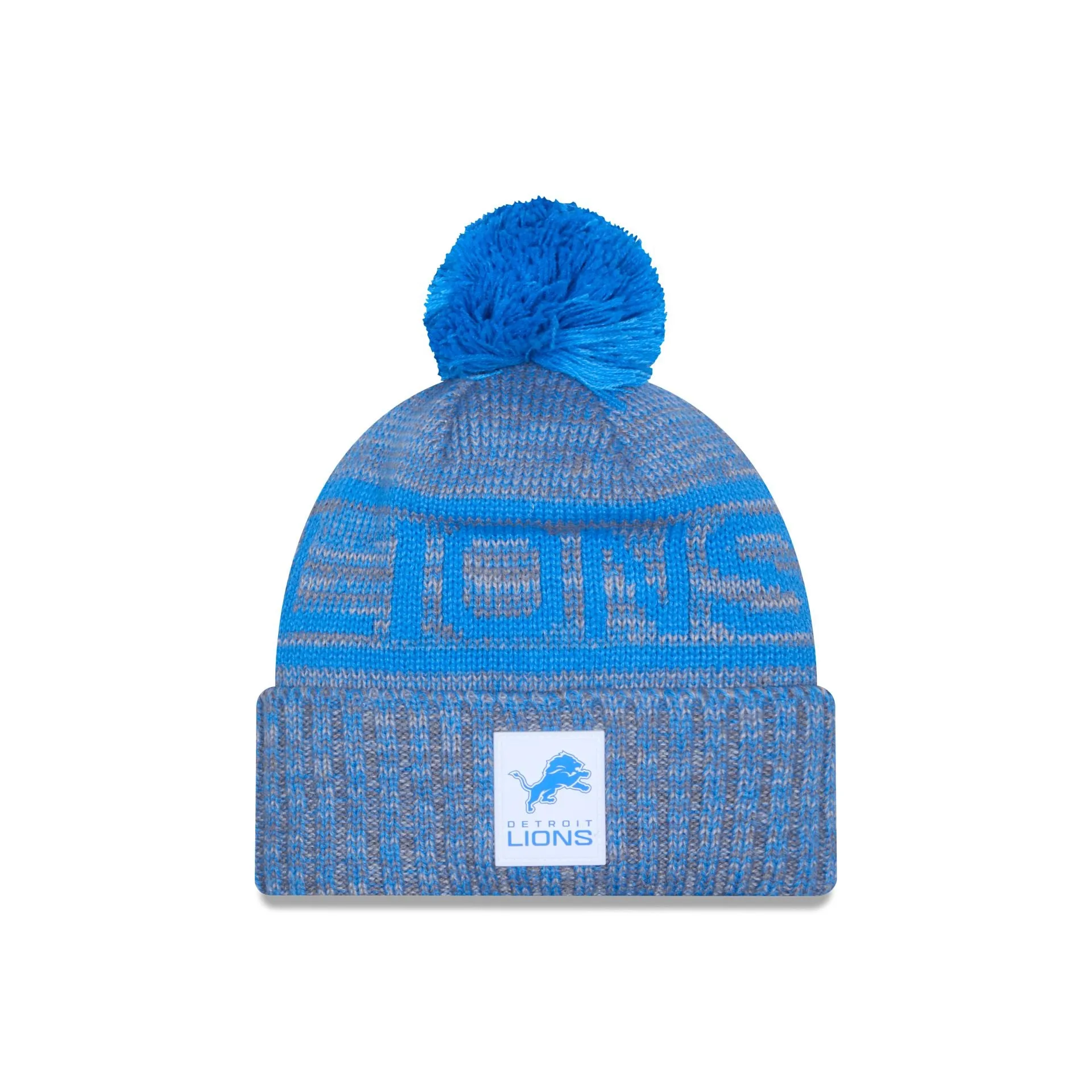 Detroit Lions 2025 Sideline Cold Weather Gray Pom Knit Hat sold by New Era