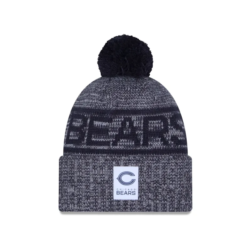 Chicago Bears 2025 Sideline Cold Weather Gray Pom Knit Hat sold by New Era