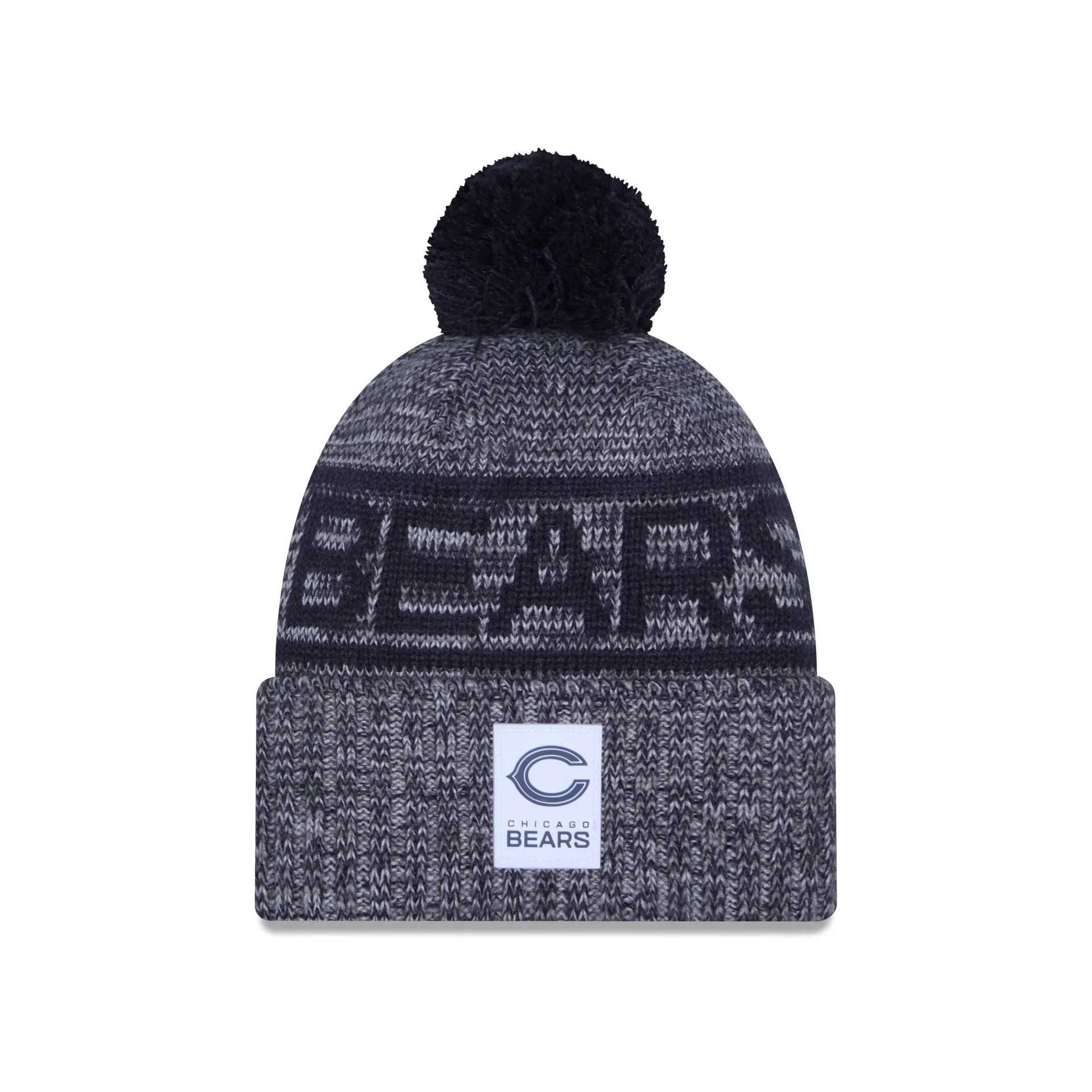 Chicago Bears 2025 Sideline Cold Weather Gray Pom Knit Hat sold by New Era
