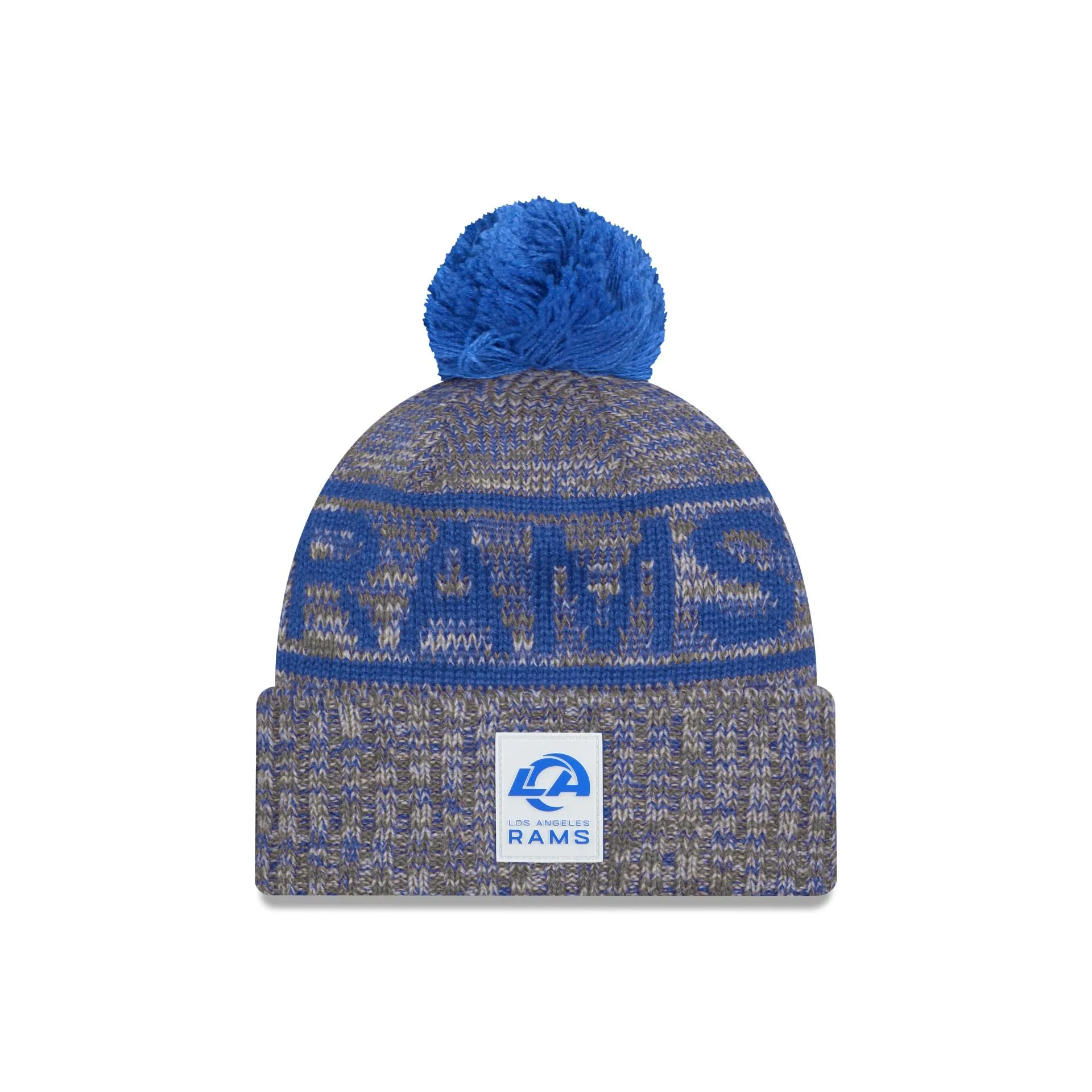 Los Angeles Rams 2025 Sideline Cold Weather Gray Pom Knit Hat sold by New Era