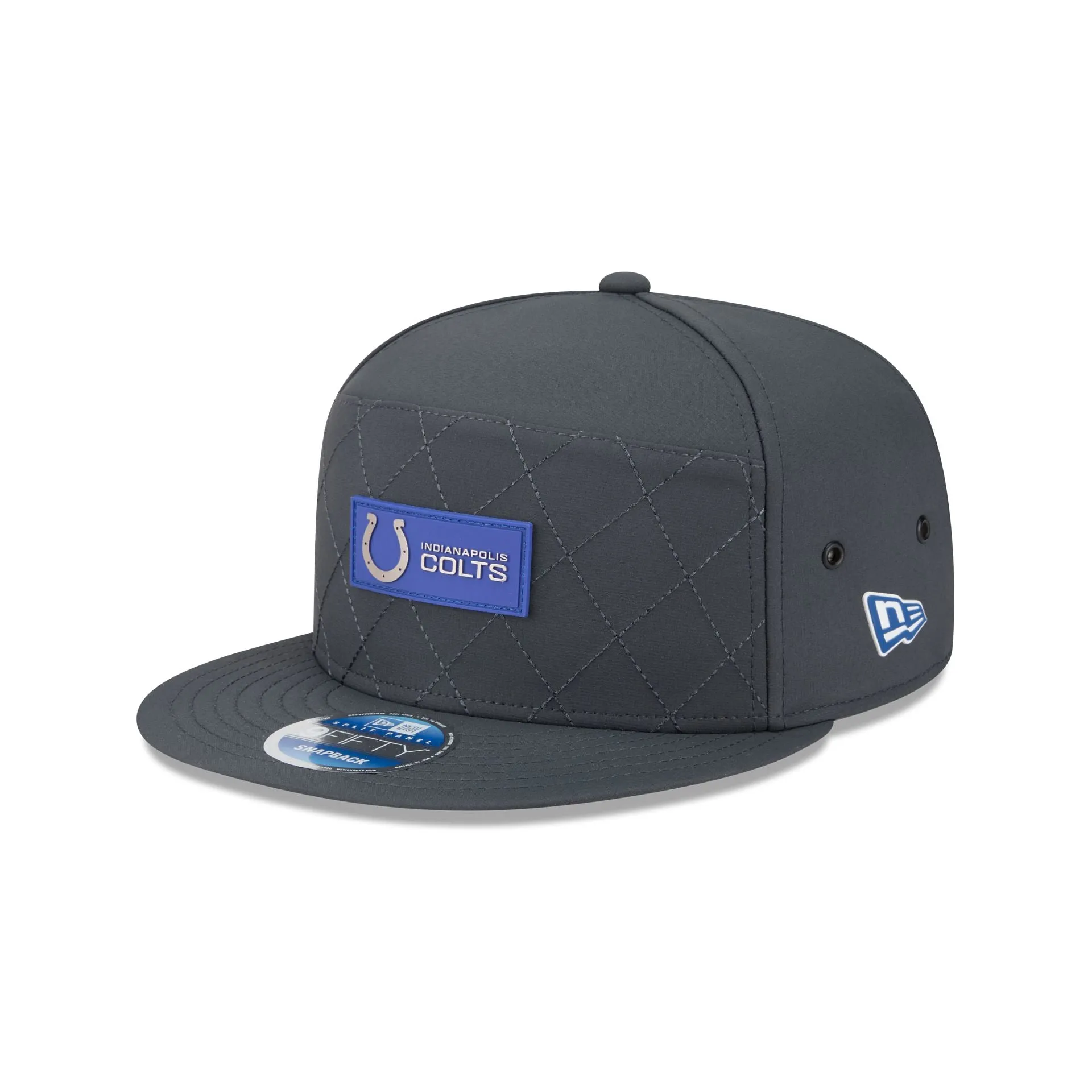 Indianapolis Colts 2025 Sideline Cold Weather Steel Clouds Split Panel 9FIFTY Snapback Hat sold by New Era