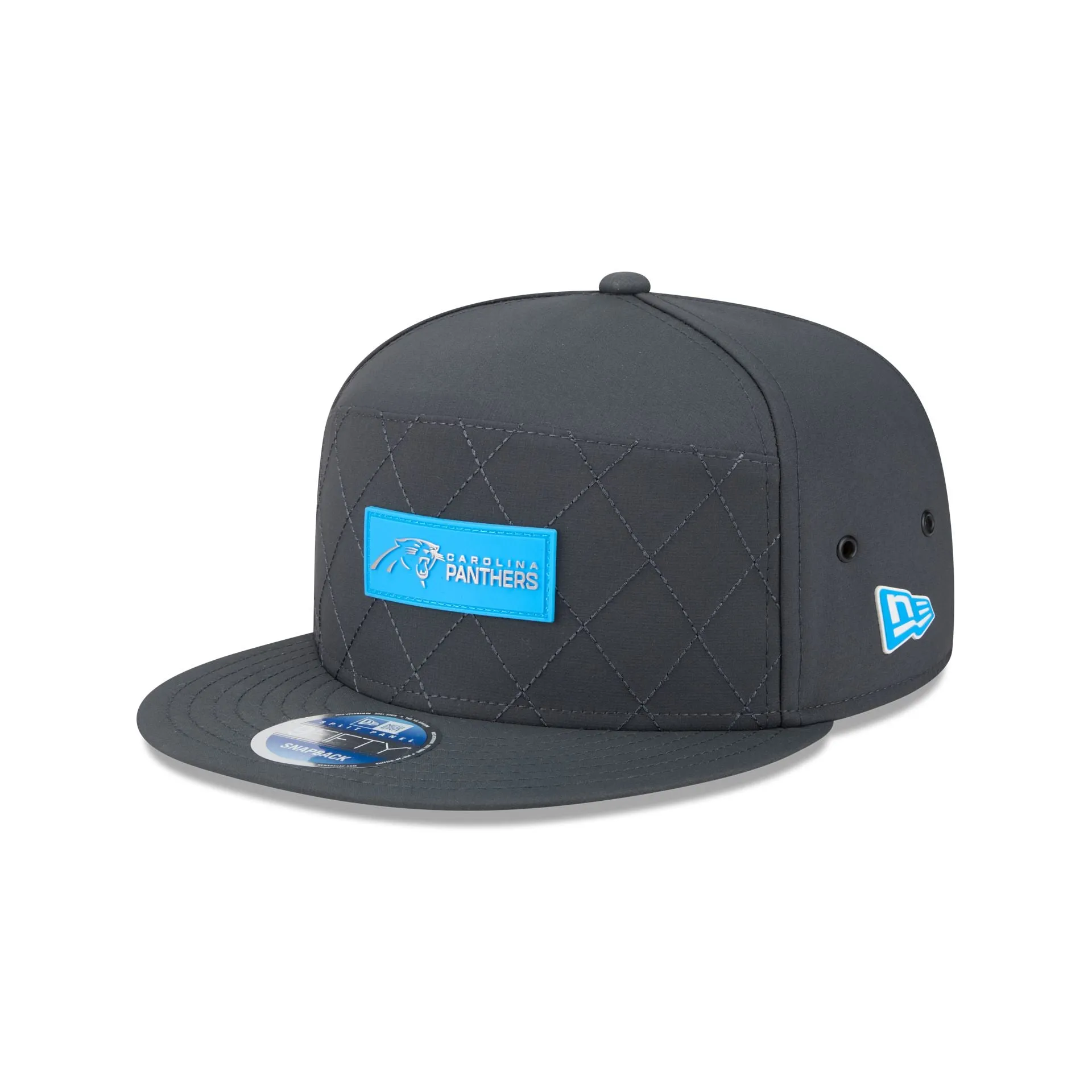 Carolina Panthers 2025 Sideline Cold Weather Steel Clouds Split Panel 9FIFTY Snapback Hat sold by New Era
