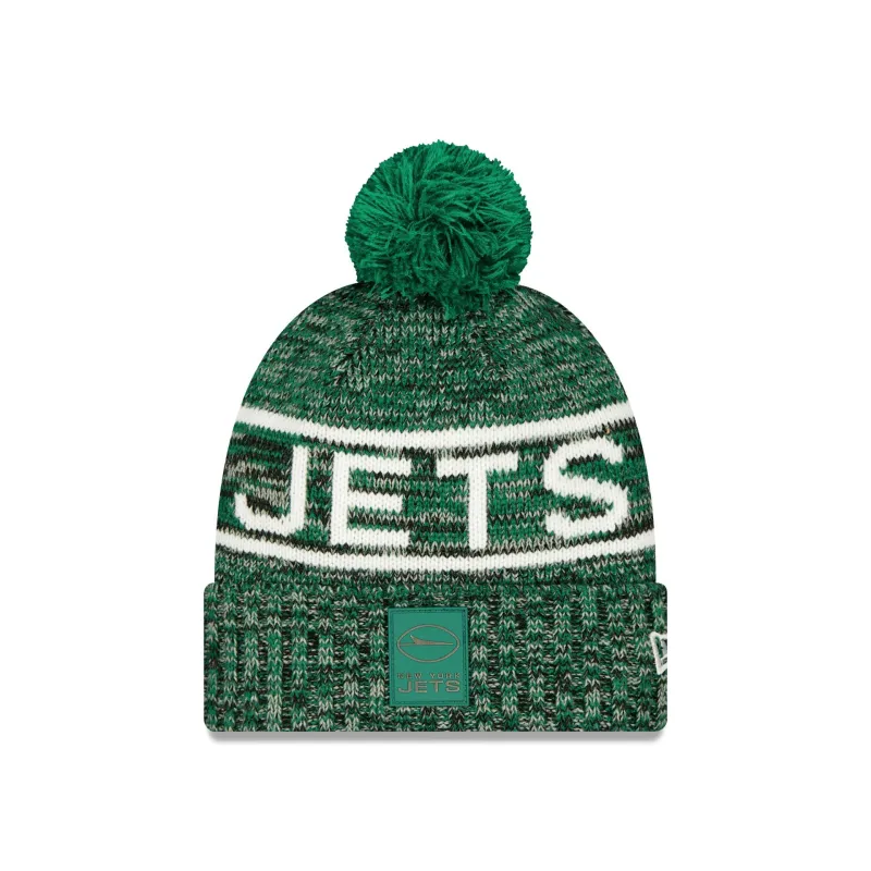 New York Jets 2025 Sideline Cold Weather Pom Knit Hat sold by New Era