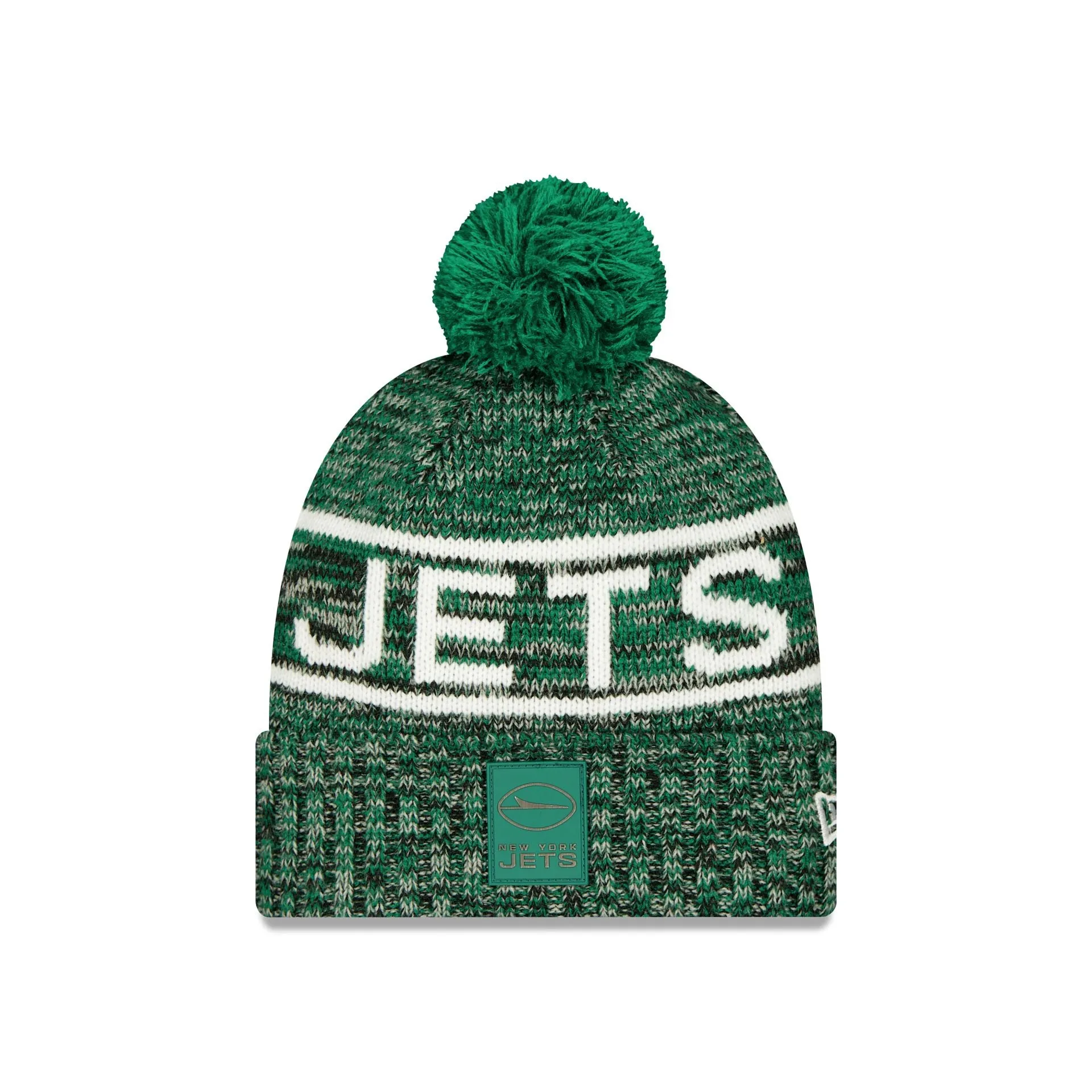 New York Jets 2025 Sideline Cold Weather Pom Knit Hat sold by New Era