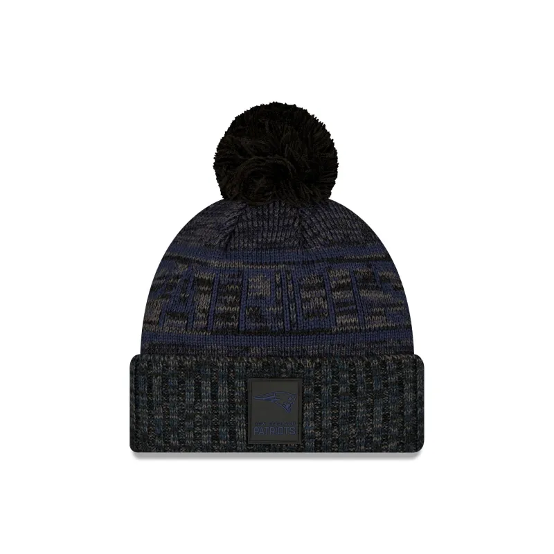 New England Patriots 2025 Sideline Cold Weather Black Pom Knit Hat sold by New Era