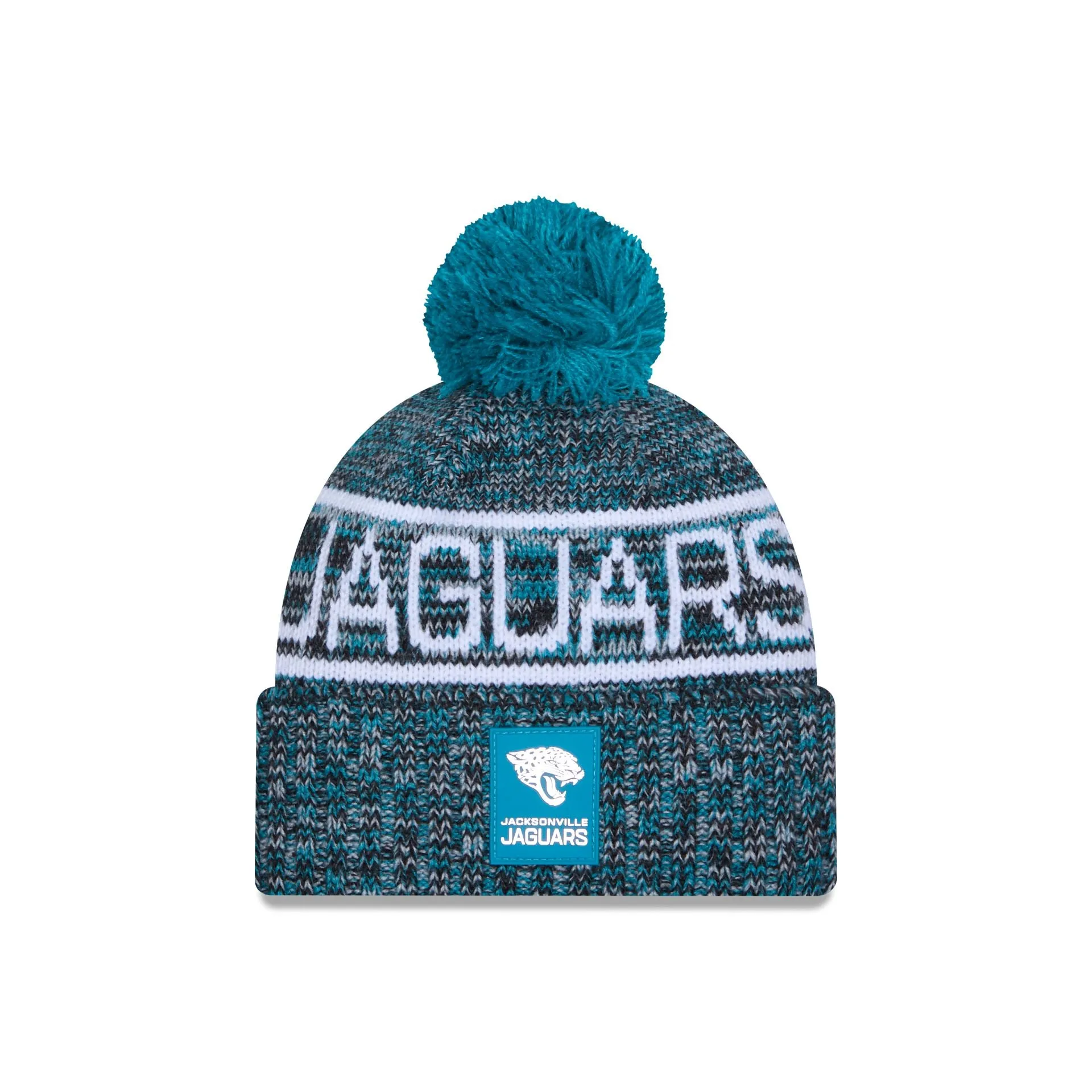 Jacksonville Jaguars 2025 Sideline Cold Weather Pom Knit Hat sold by New Era
