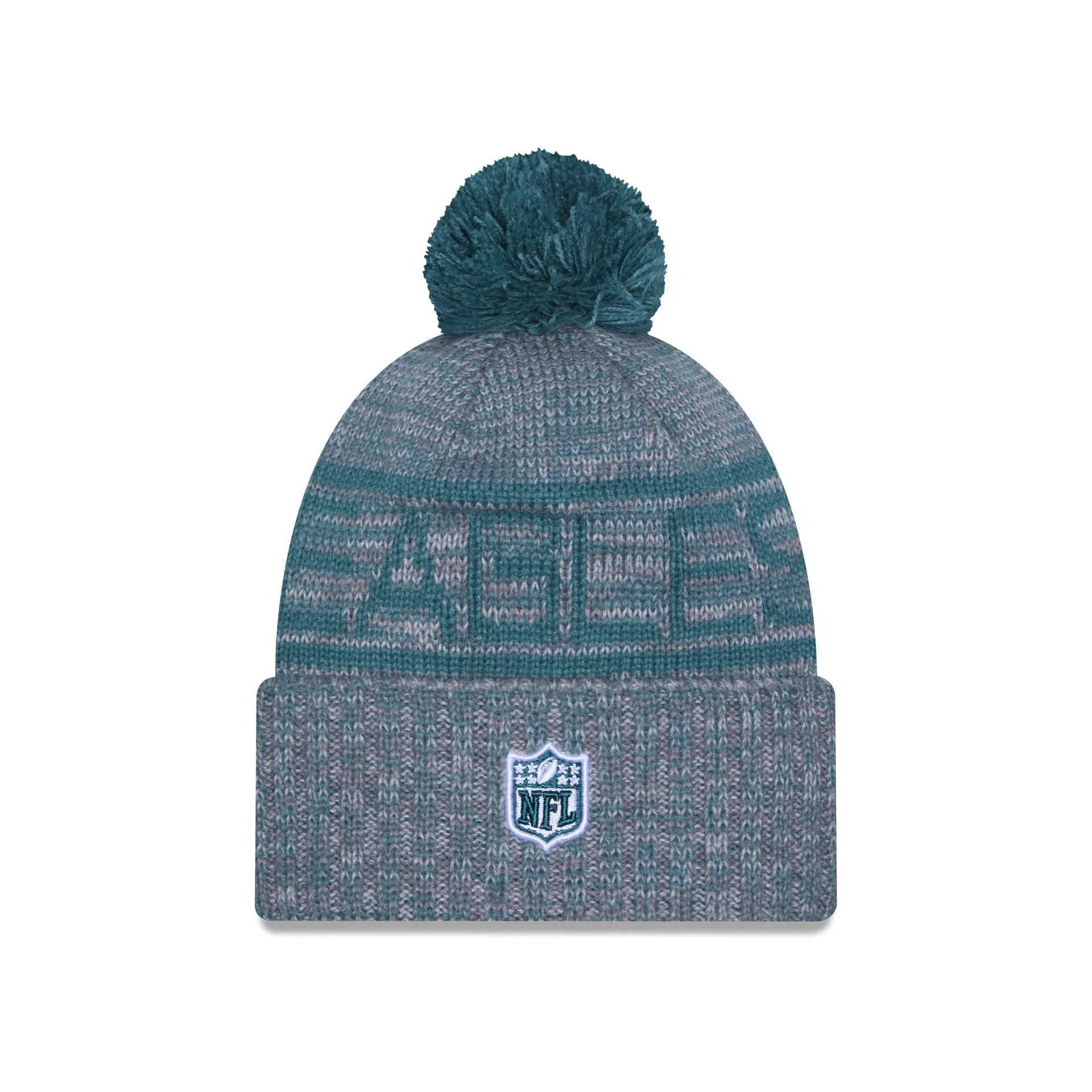 Philadelphia Eagles 2025 Sideline Cold Weather Gray Pom Knit Hat sold by New Era product image thumbnail 3