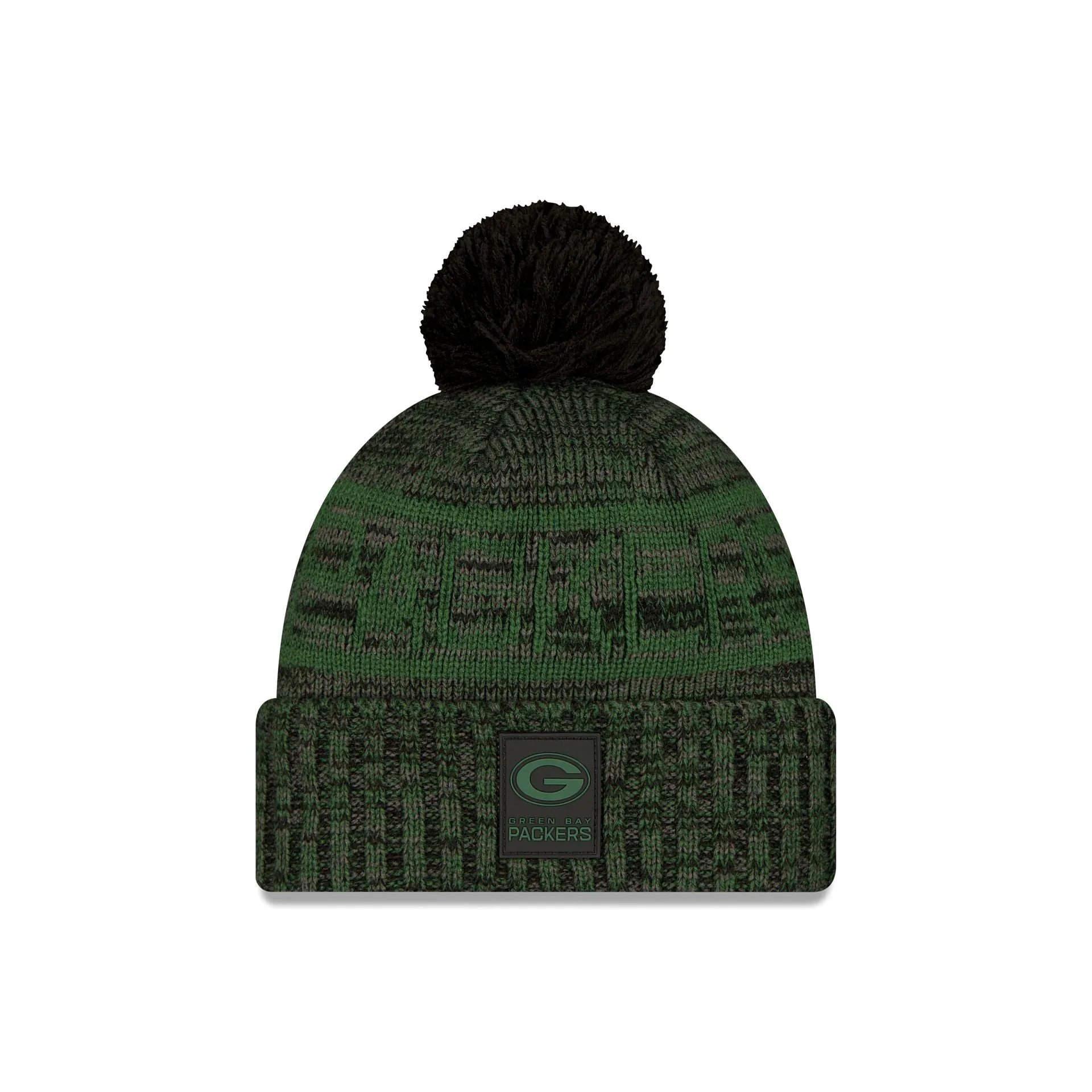 Green Bay Packers 2025 Sideline Cold Weather Black Pom Knit Hat sold by New Era
