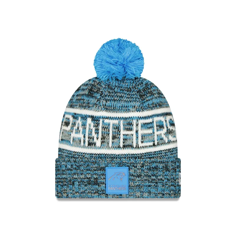 Carolina Panthers 2025 Sideline Cold Weather Pom Knit Hat sold by New Era